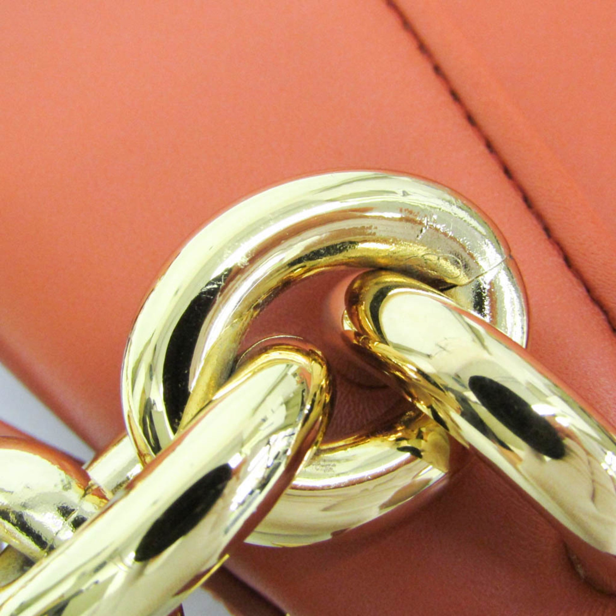 Bottega Veneta Mount Chain Shoulder Bag Women's Leather Handbag,Shoulder Bag Orange — Like New
