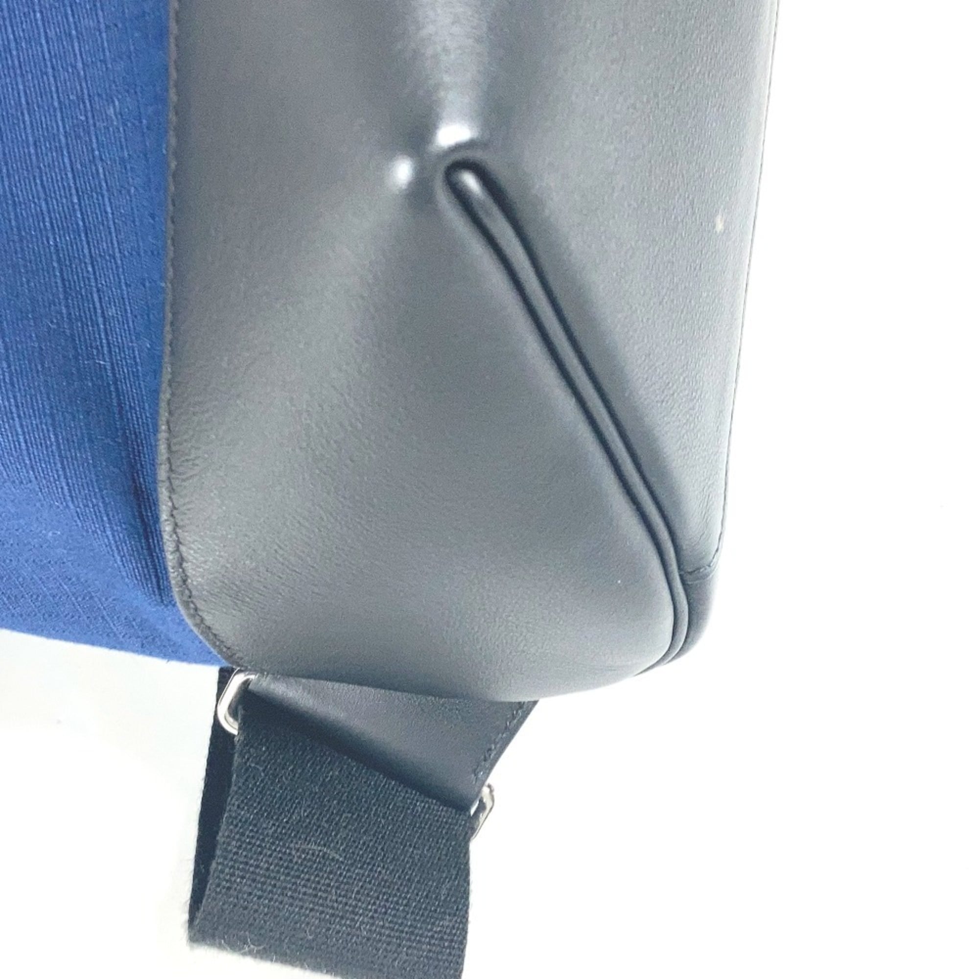 HERMES H Sac Addo All Back Backpack Bicolor Rucksack Leather Canvas Men's Blue E-241127-5 — Like New