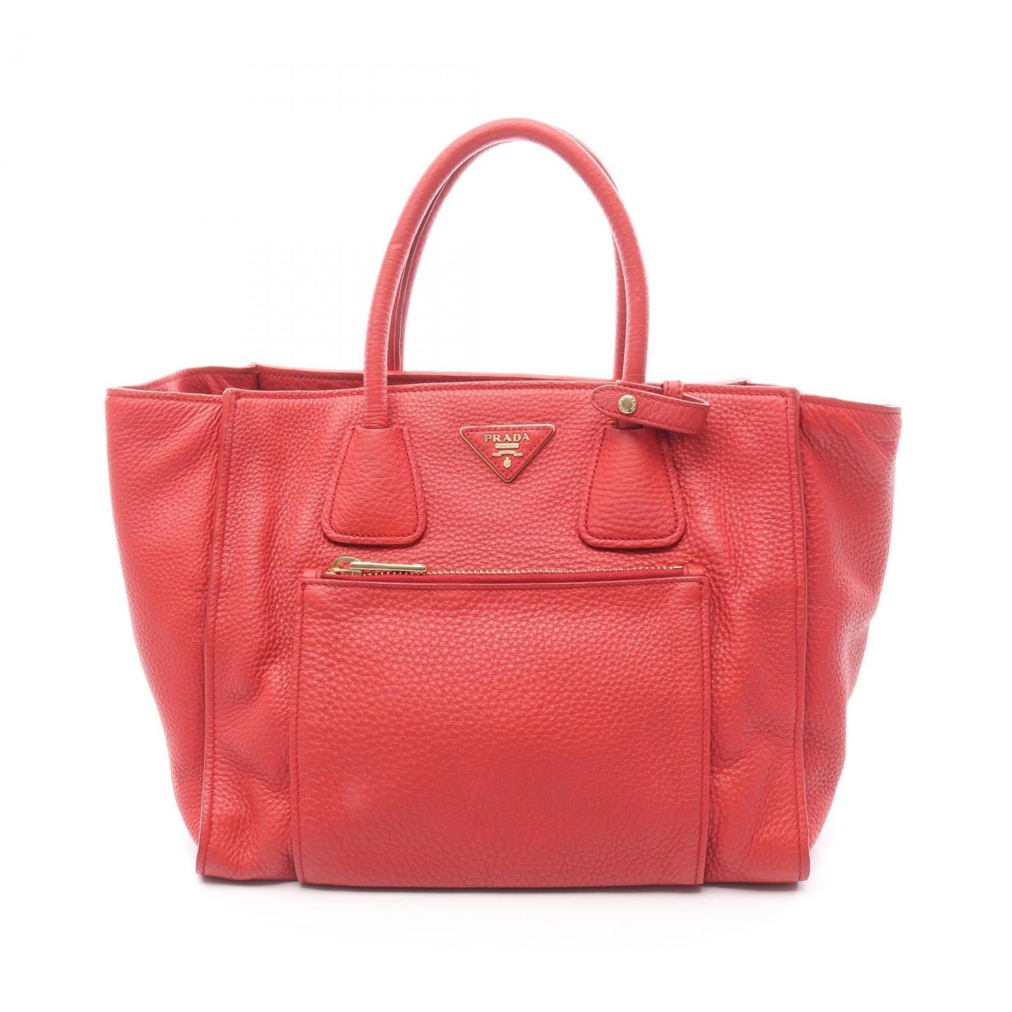 Prada Vitello Phenix Tote Bag, Leather, Women's, Red, BN2795