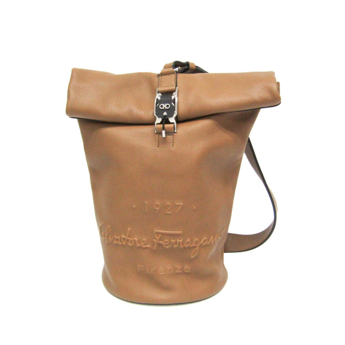 Salvatore Ferragamo Gancini Sling Bag GG-241141 Women's Leather Shoulder Bag Brown — Like New