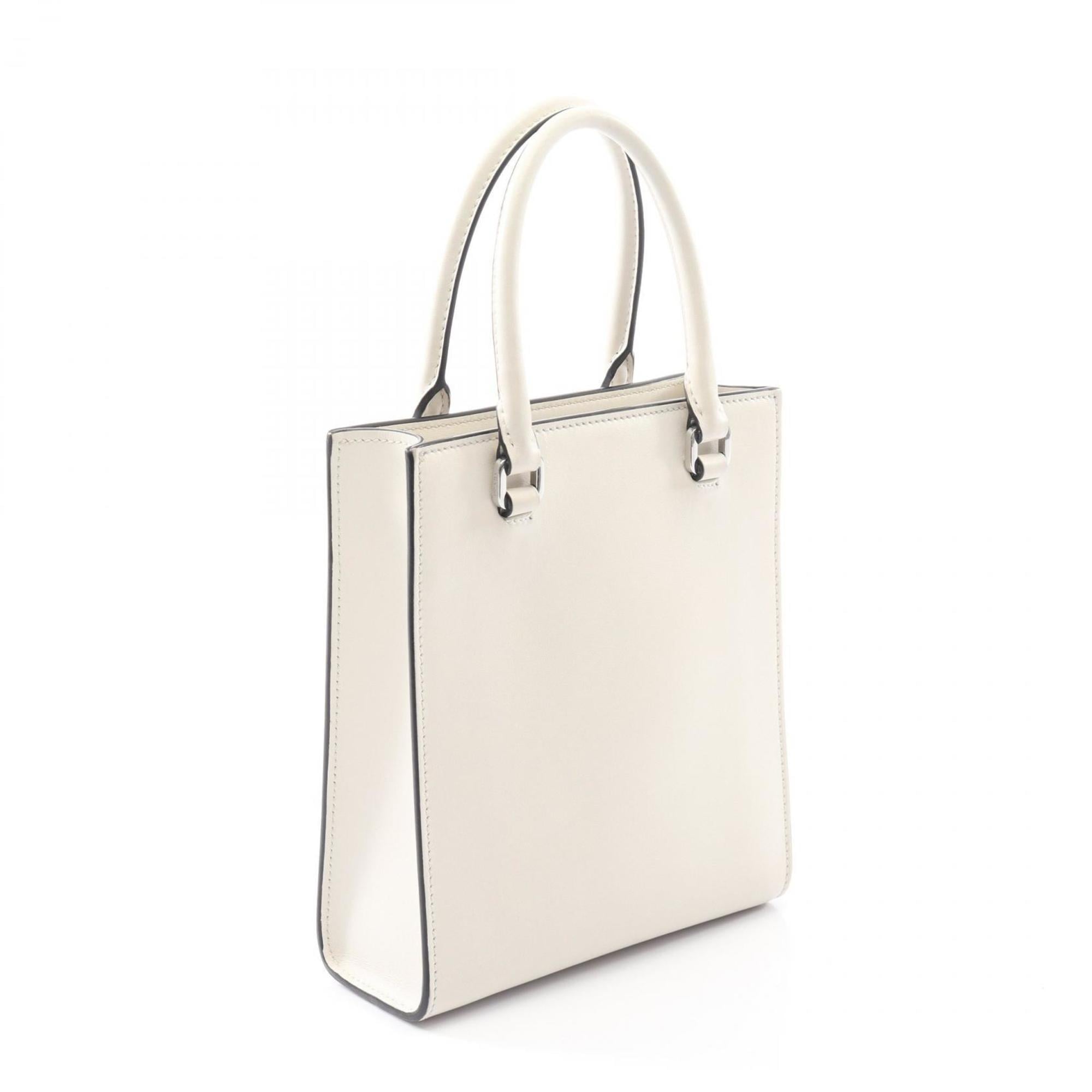 Prada embossed logo handbag, leather, women's, white, 1BA333