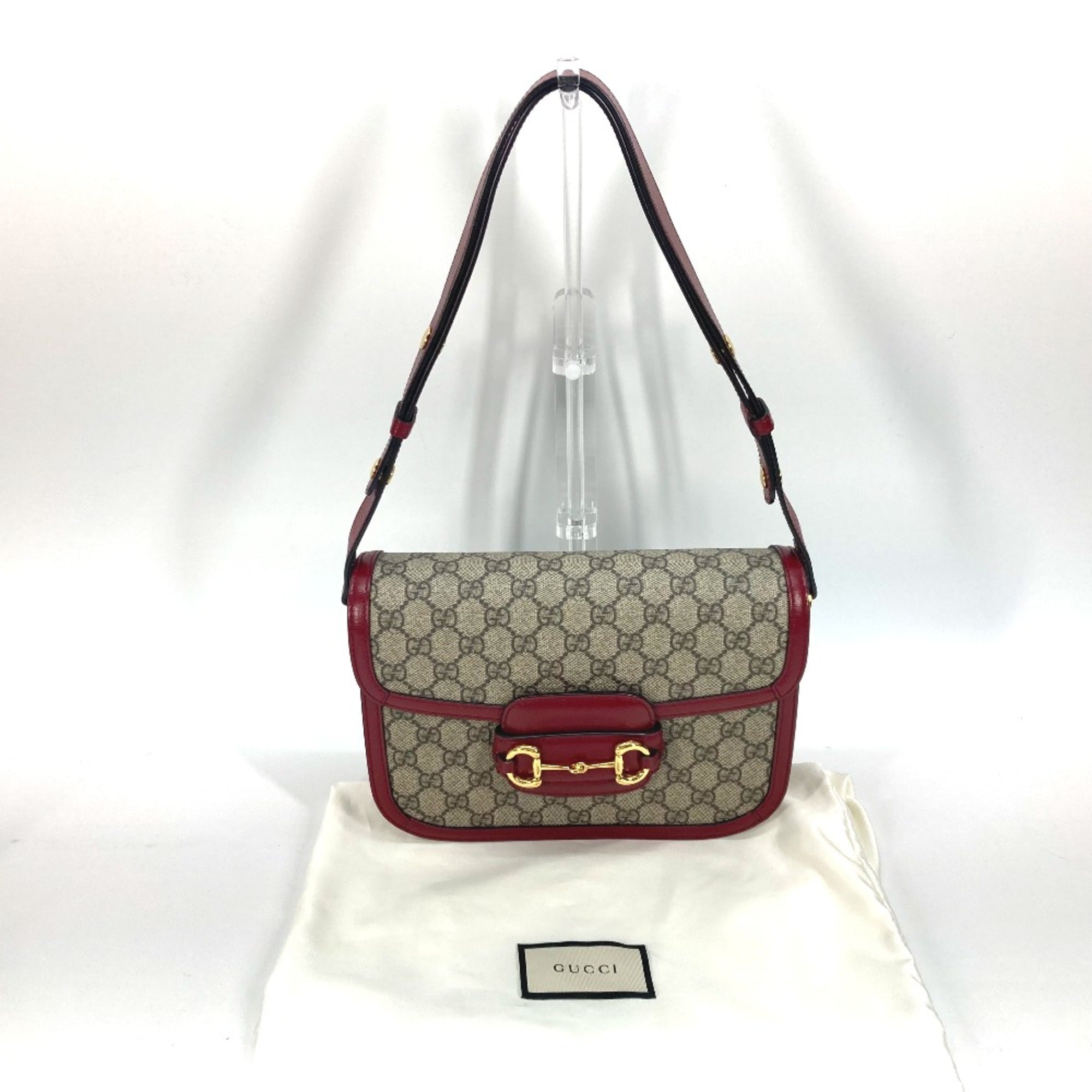 Gucci 602204 GG Supreme bag shawl Shoulder Bag Beige Red — Like New