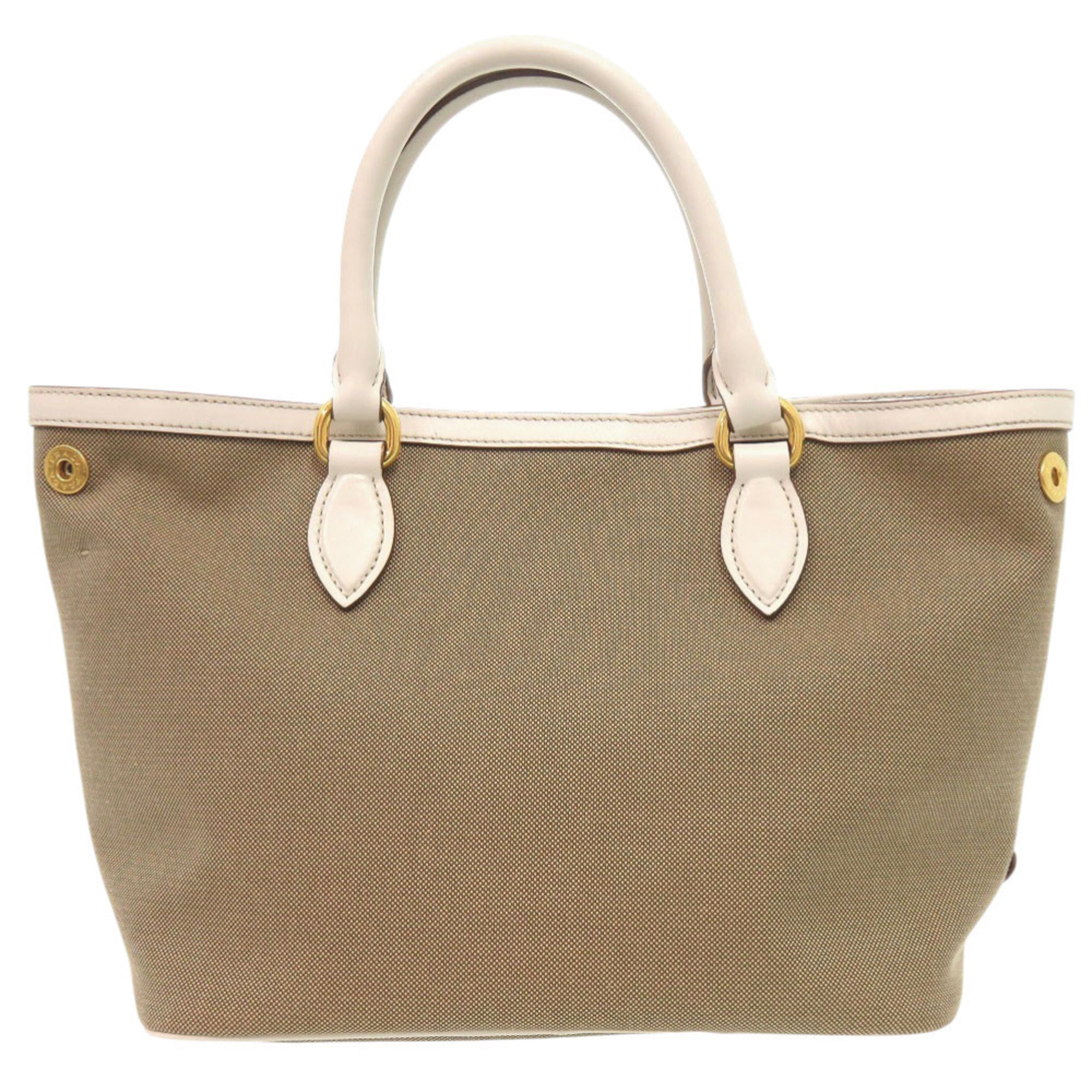 Like new Prada Logo Jacquard 1BA172 Leather Corda Talc Beige White Shoulder Bag 0780 PRADA — Like New