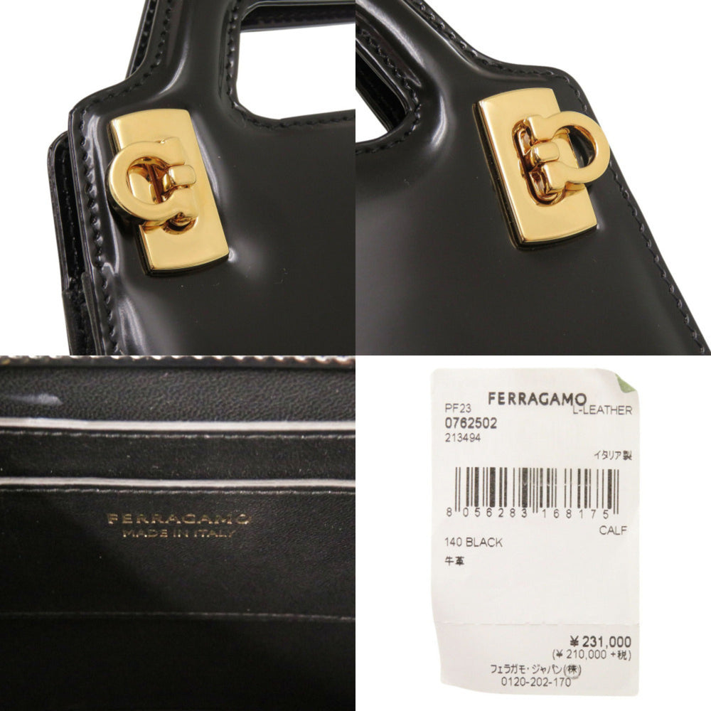 Unused Salvatore Ferragamo Wanda Mini 2WAY Gancini 213494 Calf Leather Black Handbag 1390Salvatore — Like New