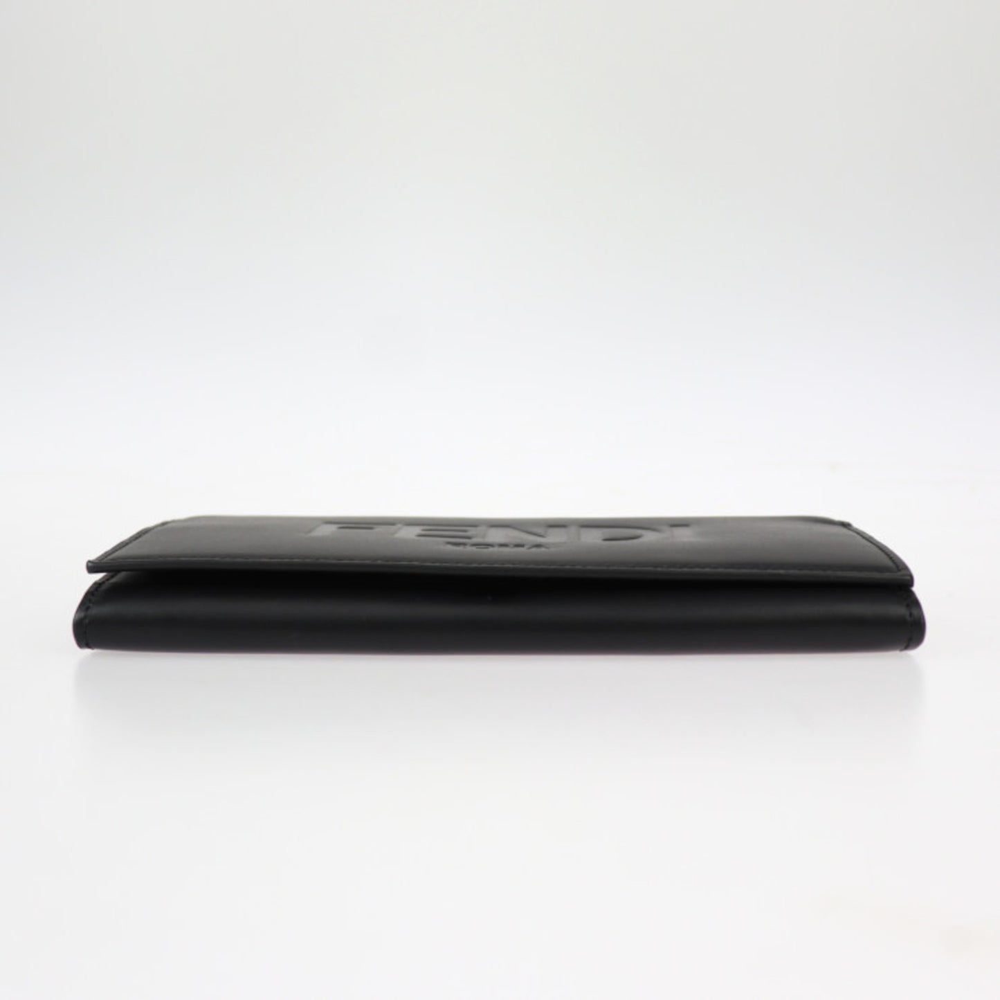 FENDI Continental Wallet Long 7M0264 Calf Leather Black Silver Hardware Logo