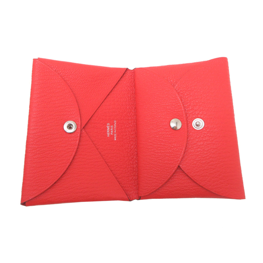 Hermes Hermès Calvi Duo W Stamp (2024) Women's/Men's Coin Case, Chevre Mysore, Rouge Cou