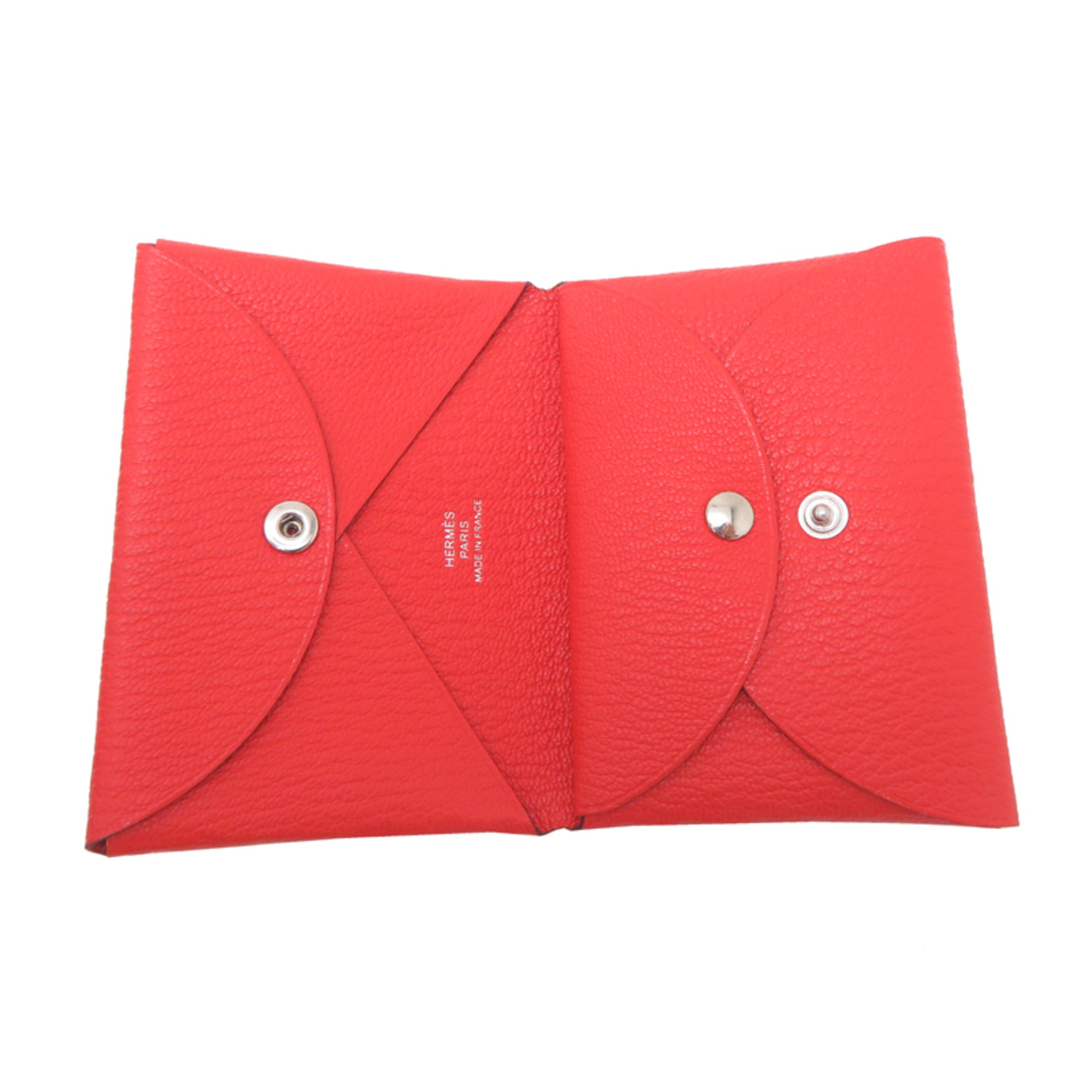 Hermes Hermès Calvi Duo W Stamp (2024) Women's/Men's Coin Case, Chevre Mysore, Rouge Cou