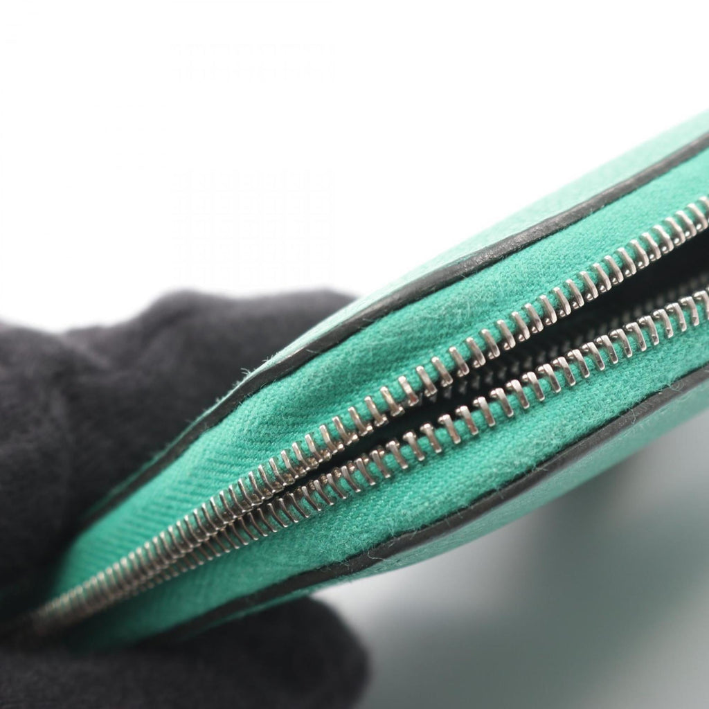 Hermes Hermès Azap Compact Silkin Round Wallet, Leather Evercolor, Women's, Green