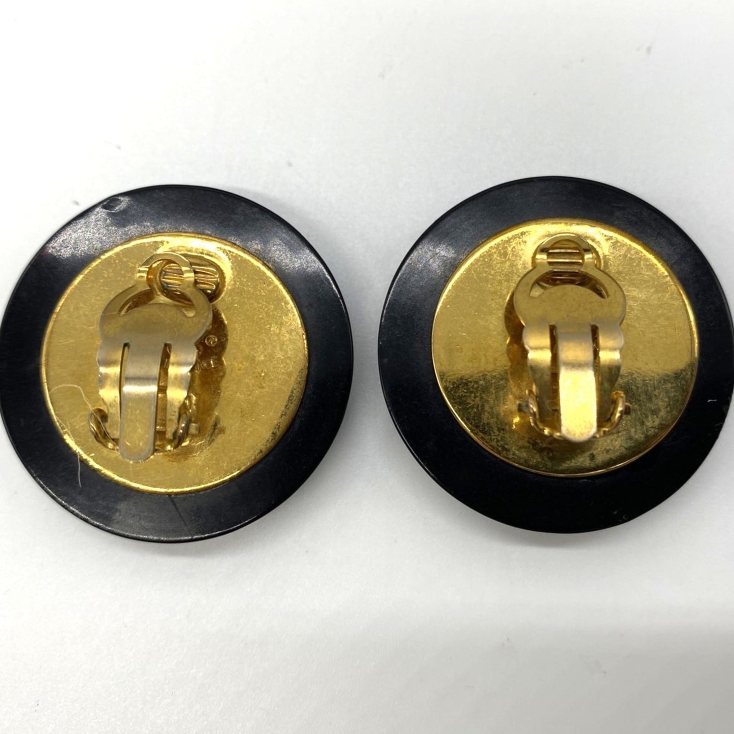 CHANEL Matelasse Coco Mark Earrings in Black and Gold