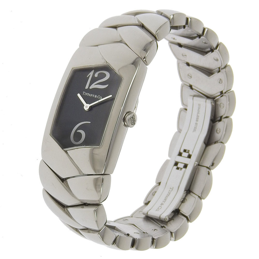 Tiffany & Co. Women's Tisolo Watch Z6301.10, Stainless Steel Quartz Analog Display, Black Dial — Very Good