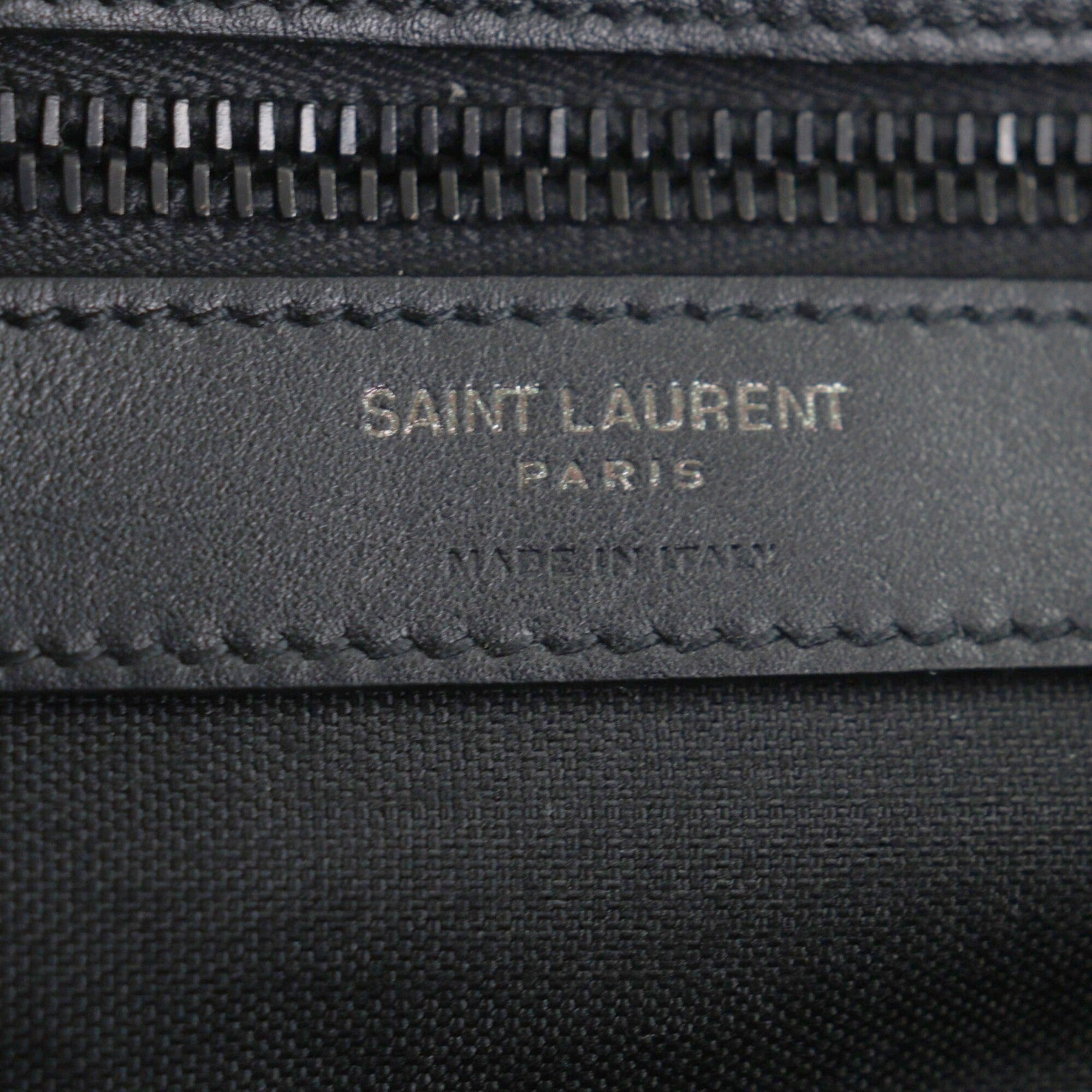 SAINT LAURENT 758258 Nylon Embroidered Body Bag, Black, with Dust Made in Italy, Men's — Like New