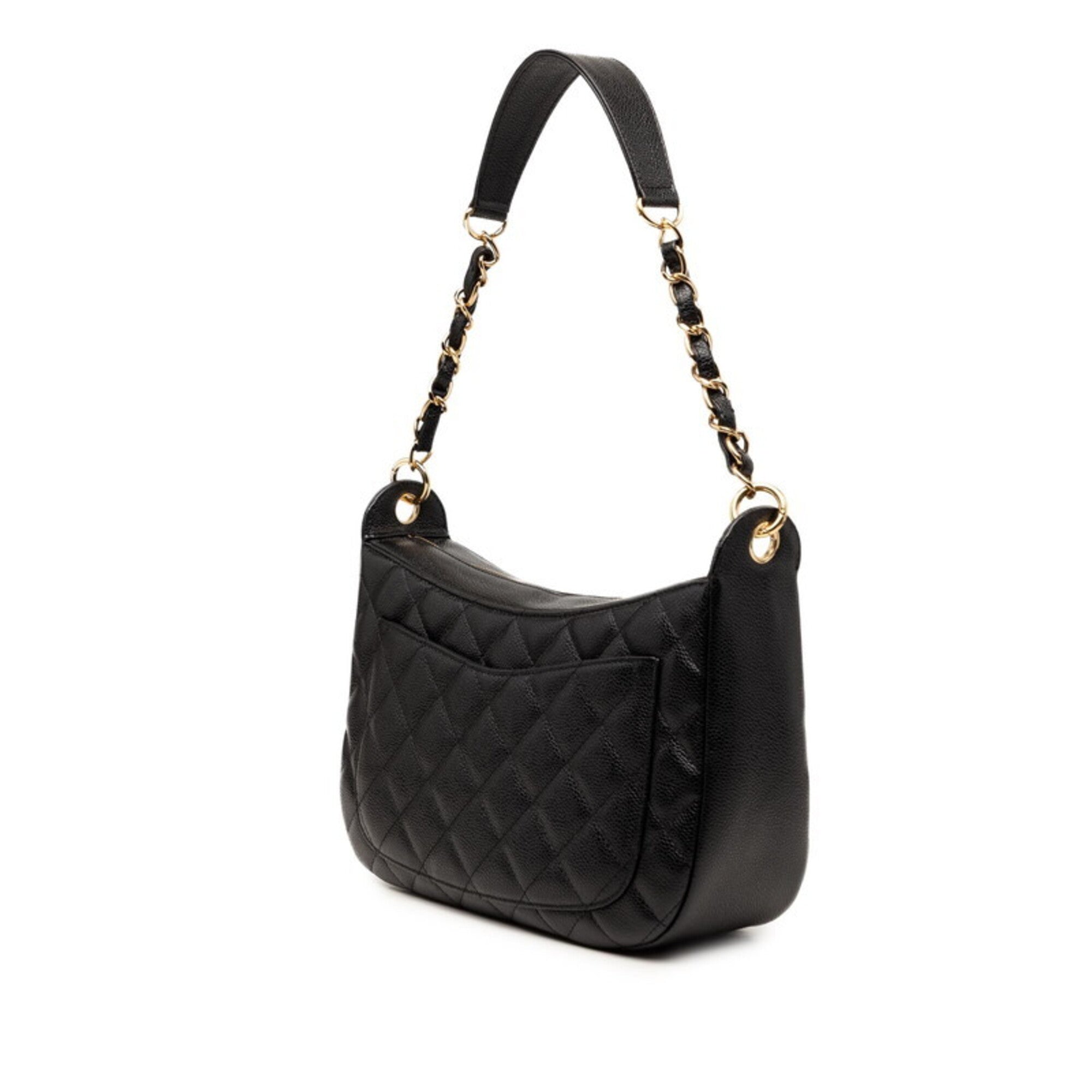 Chanel Coco Mark Matelassé Chain Shoulder Bag, One-Shoulder, Black Caviar Leather, Women's CHANEL — Like New