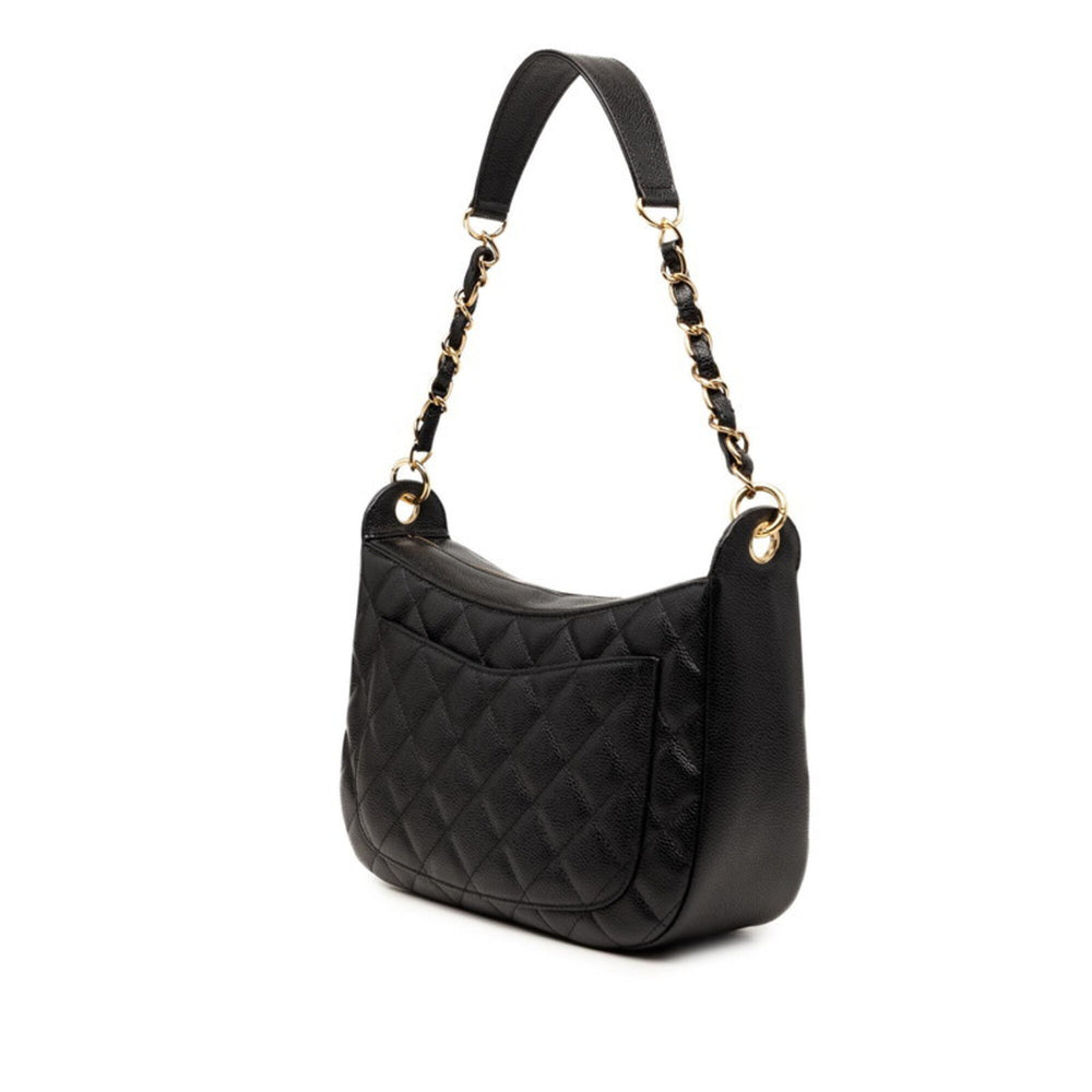 Chanel Coco Mark Matelassé Chain Shoulder Bag, One-Shoulder, Black Caviar Leather, Women's CHANEL — Like New