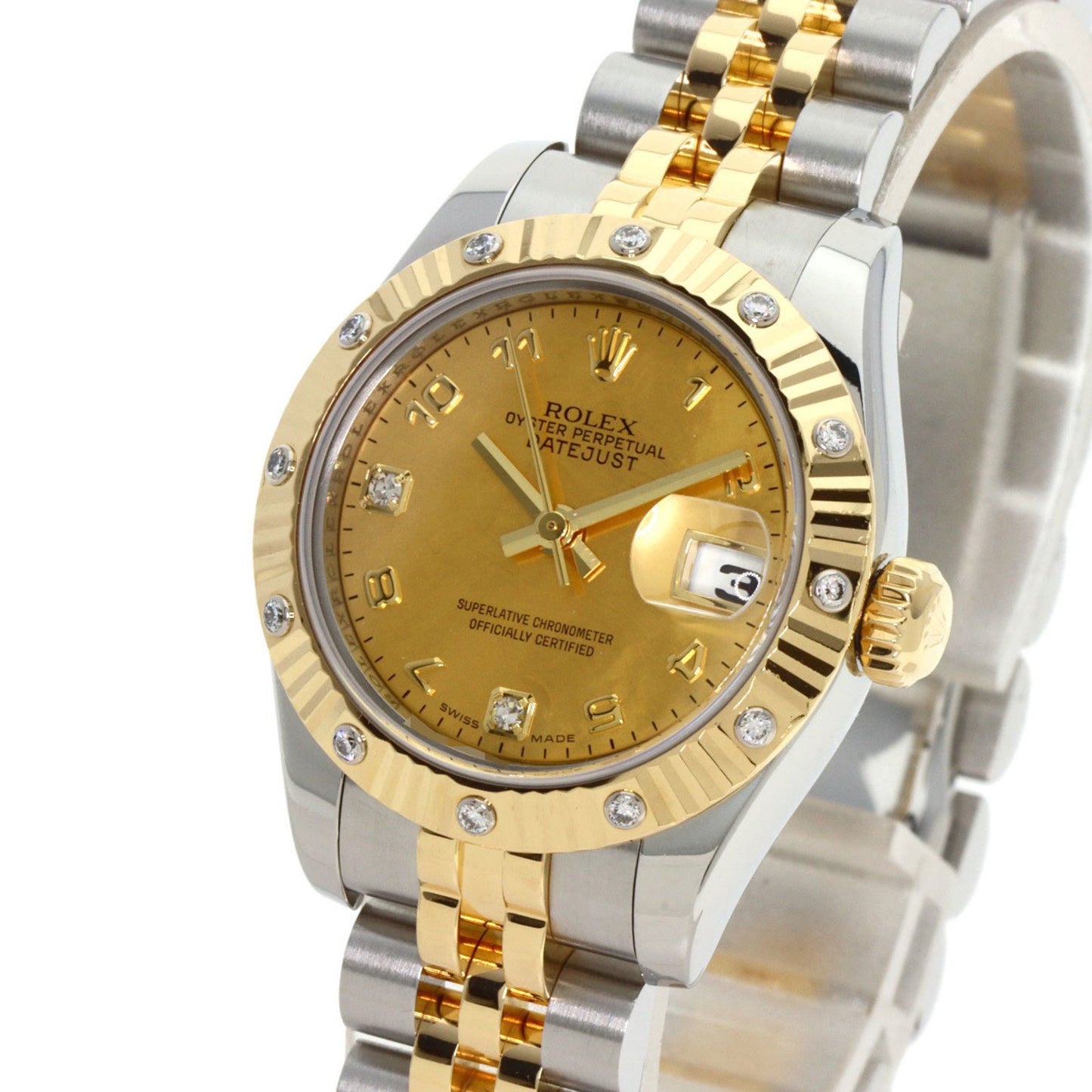 Rolex 179313 Datejust 2P Diamond Gold Dust Watch Stainless Steel SSxK18YG Ladies ROLEX