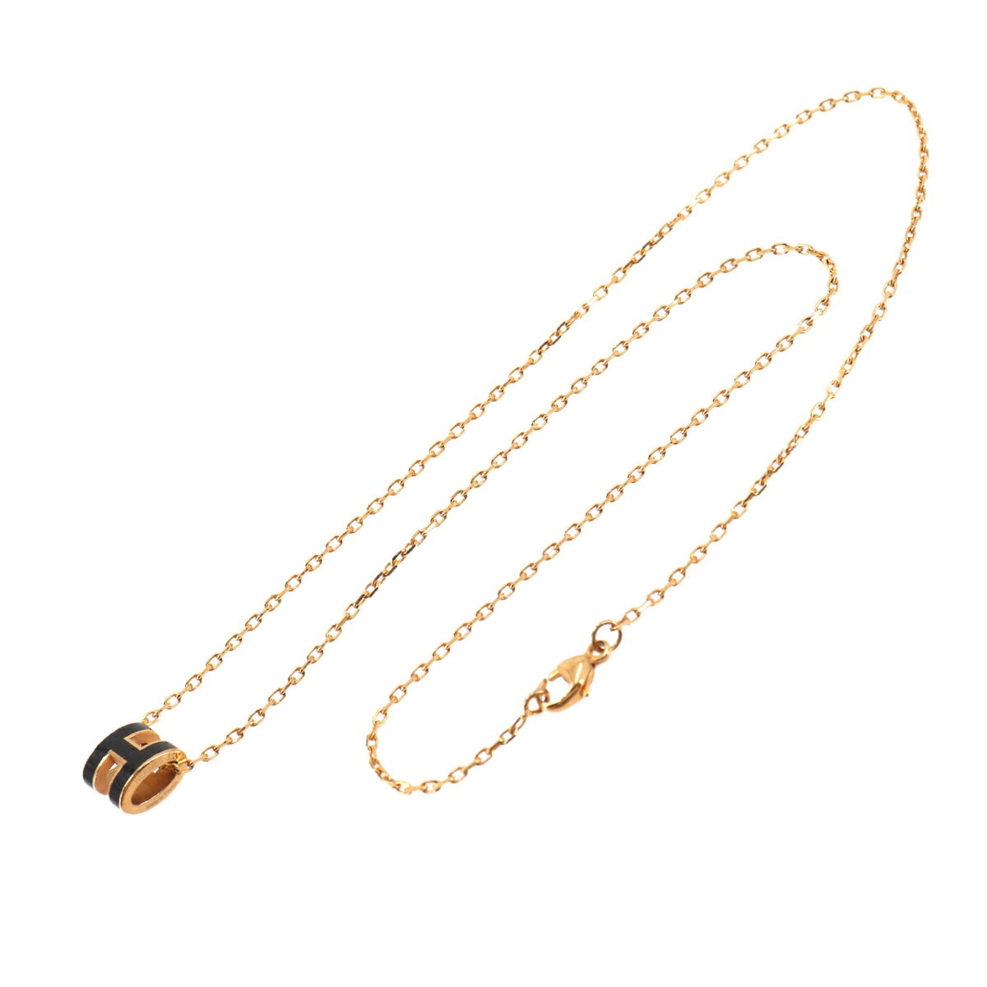 Hermes Mini Pop H Necklace, Black and Gold — New - Store Return