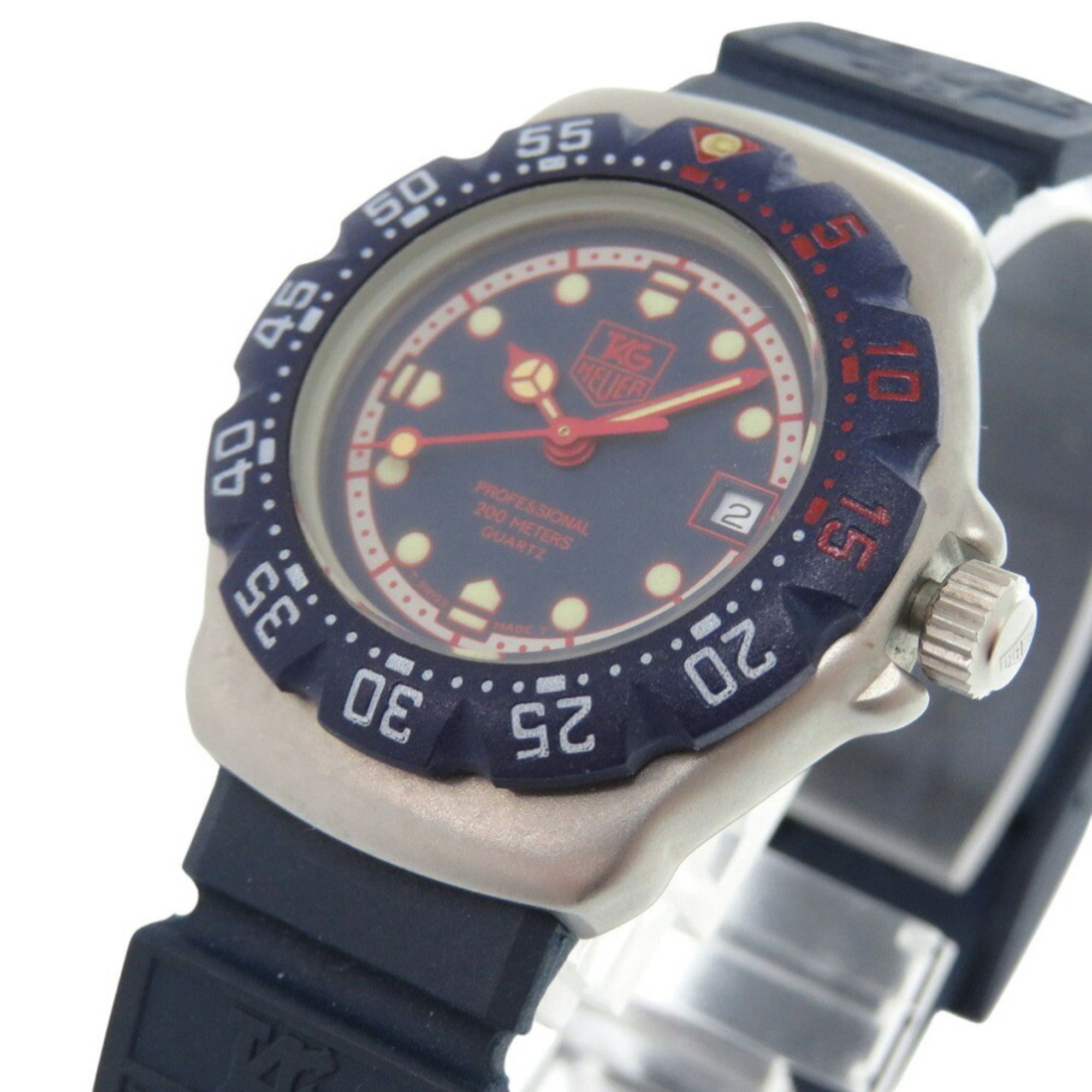 TAG Heuer Formula 1 370.508 Stainless Steel Rubber Navy Quartz Wristwatch 1911 HEUER — Very Good