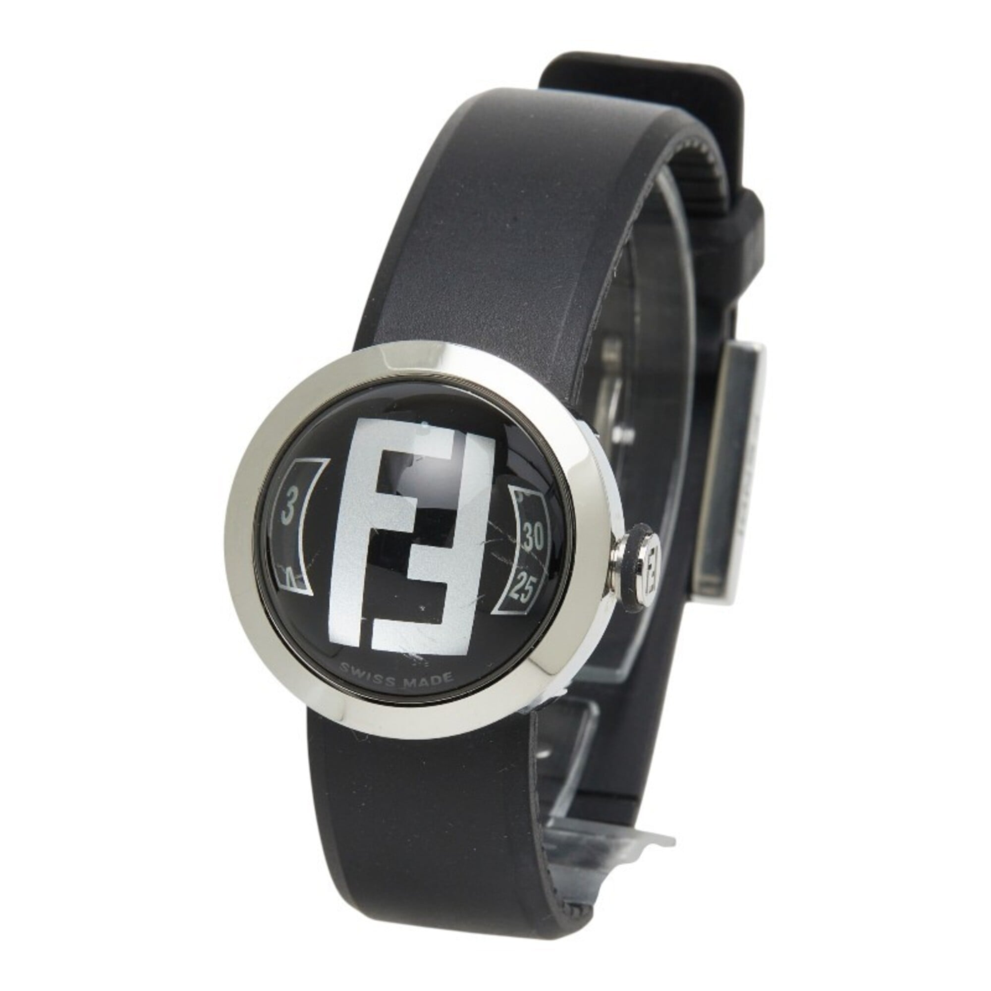 Fendi Bousla Watch 8010L Quartz Black Dial Stainless Steel Rubber Women's FENDI — Good