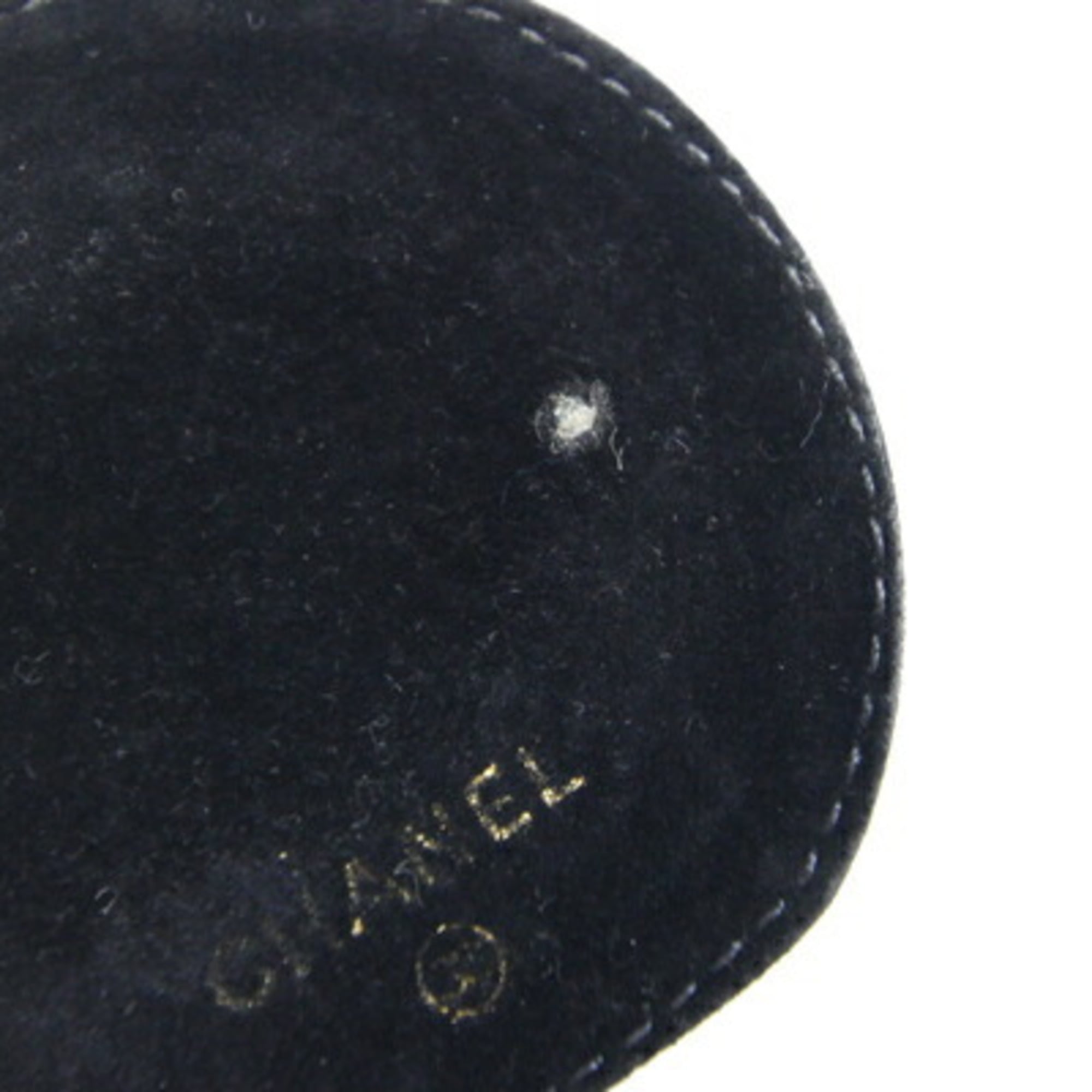 CHANEL Case Coco Mark A02786 Black Caviar Leather Pouch Round Women's