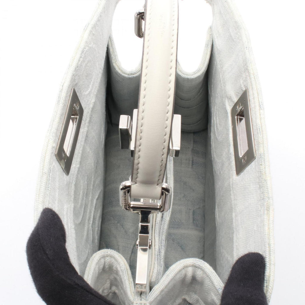 Fendi x Marc Jacobs Peekaboo Iseeu Small Handbag in Denim and Leather, Women's, Blue White, 8BN327 ANYB