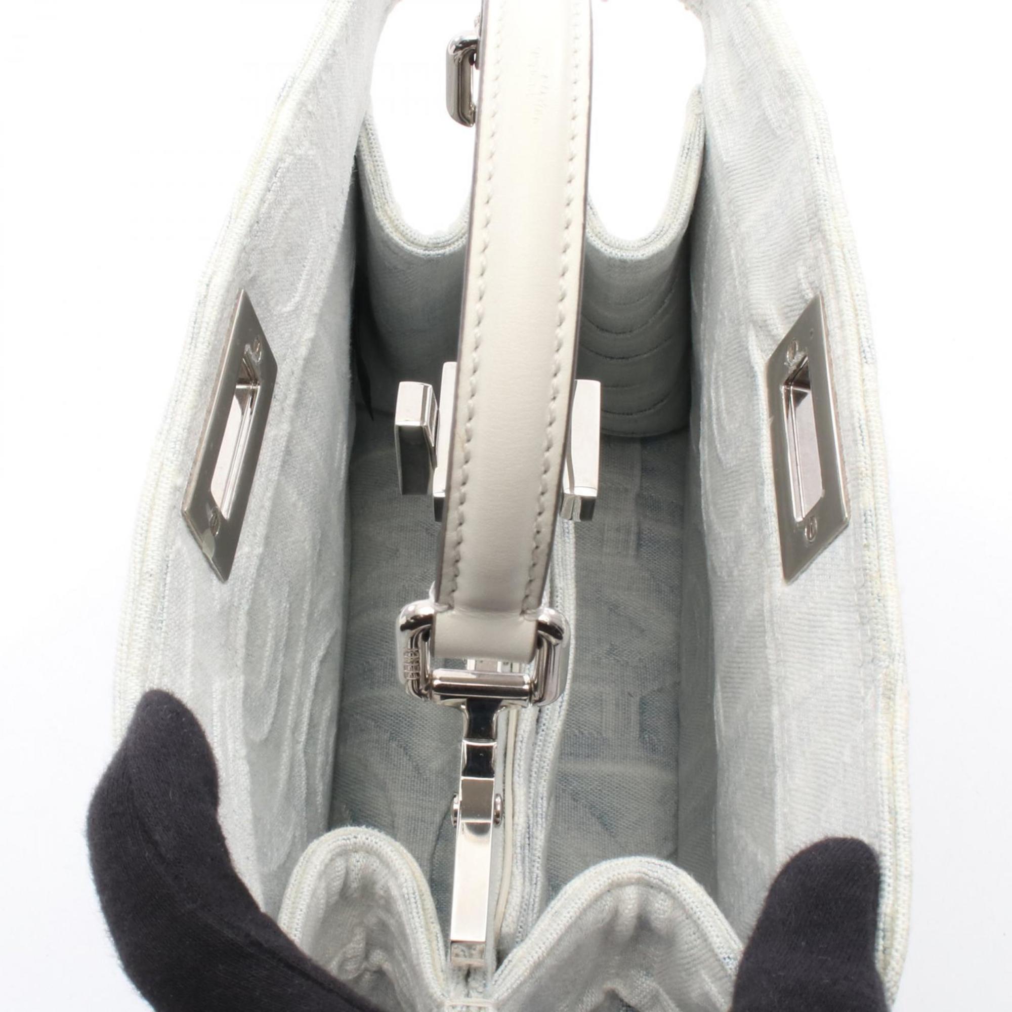 Fendi x Marc Jacobs Peekaboo Iseeu Small Handbag in Denim and Leather, Women's, Blue White, 8BN327 ANYB