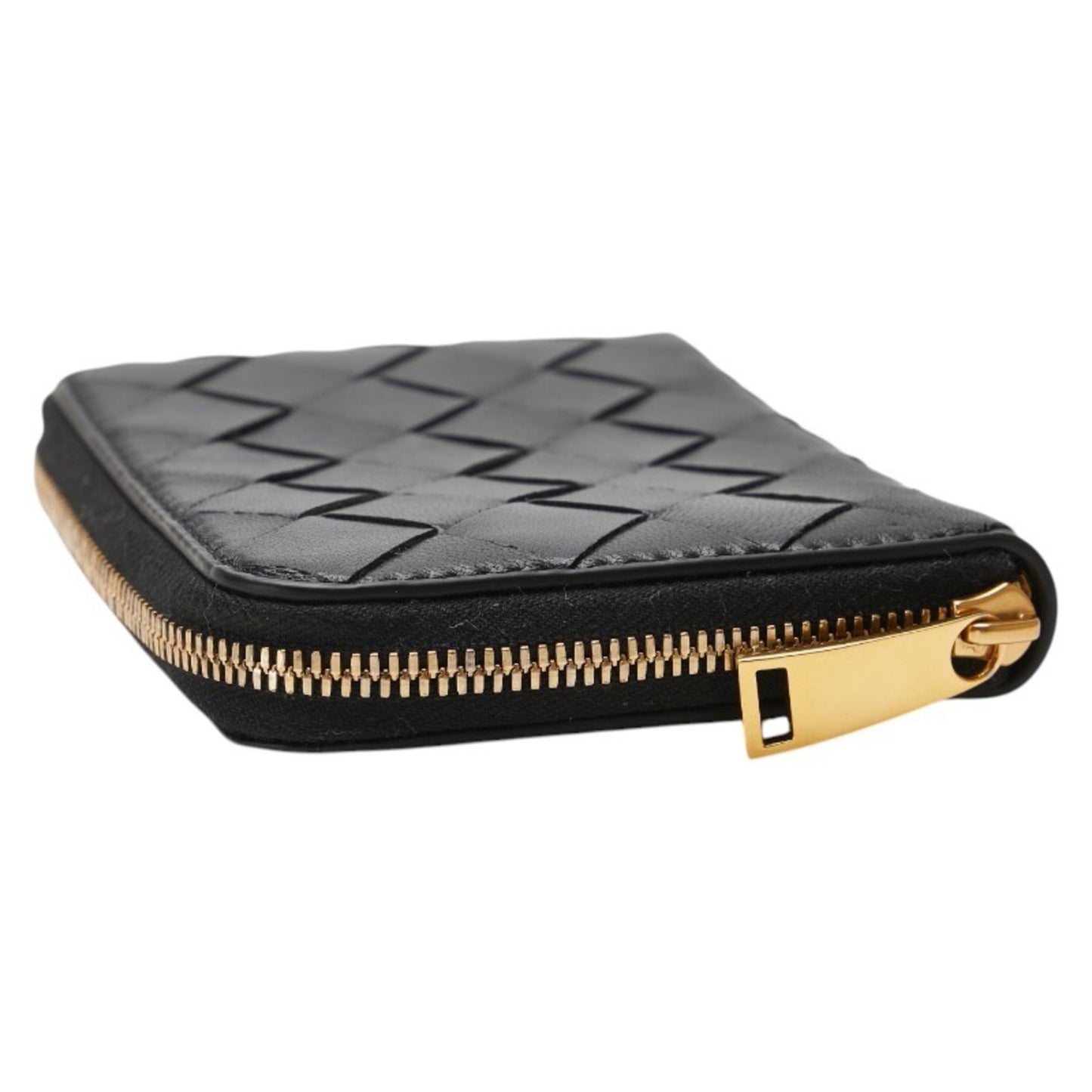 Bottega Veneta Intrecciato Wallet/Coin Case Compact Wallet Black Leather Women's BOTTEGA VENETA