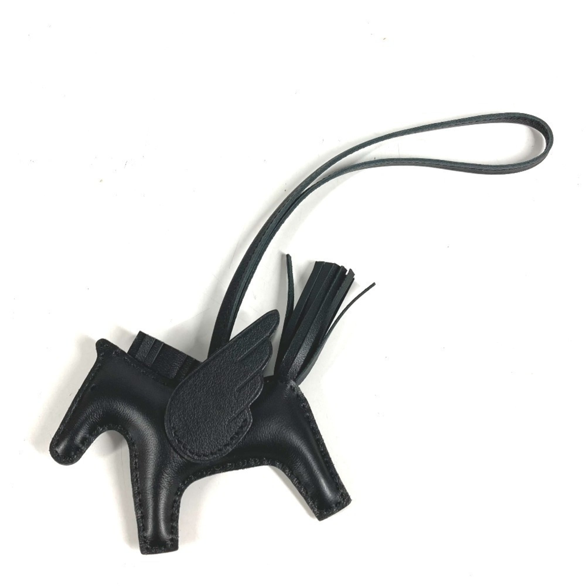 HERMES Hermes Horse Keychain Cheval Rodeo Pegasus PM Accessory Bag Charm So Black All Agneau Milo Men's Women's Like New — Like New