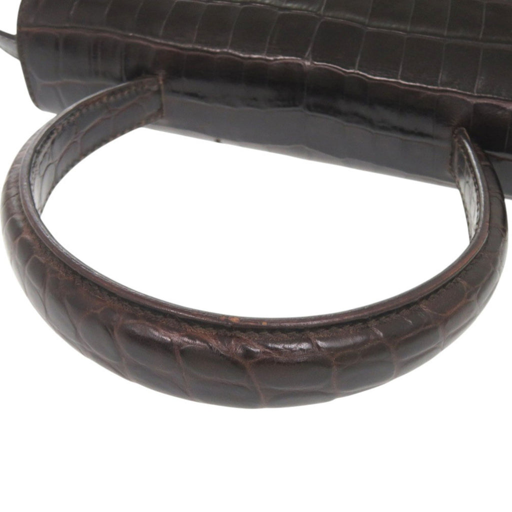 Excellent condition Salvatore Ferragamo crocodile-embossed leather brown handbag/shoulder bag 0396Salvatore