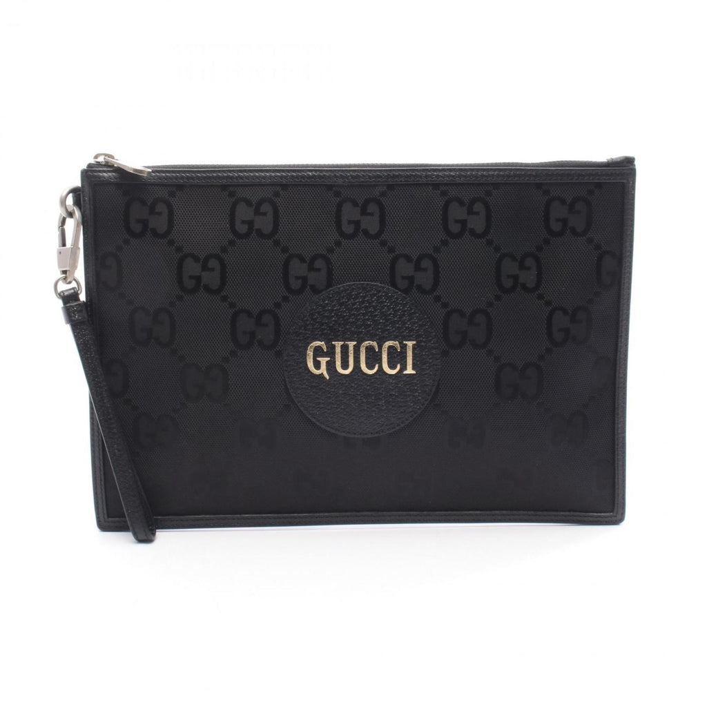 Gucci Off the Grid GG pattern clutch bag in leather and nylon canvas, black, 625598