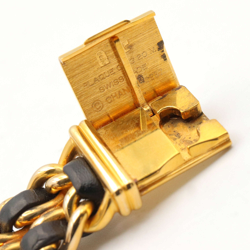 Chanel CHANEL Première Watch, Gold Plated (GP), Leather Strap, Women's, Black, H0001 — Very Good