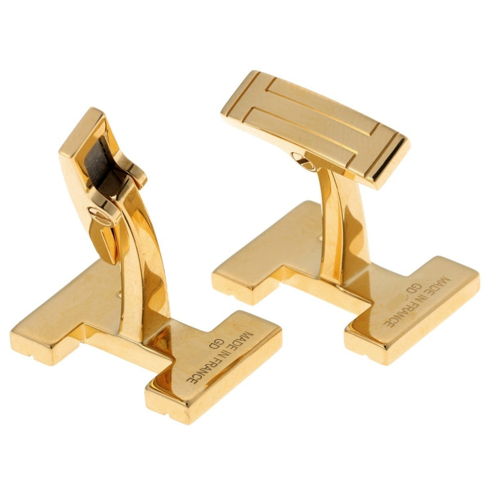 Hermes cufflinks, H O Carre, H077189FA00, metal, gold — Like New