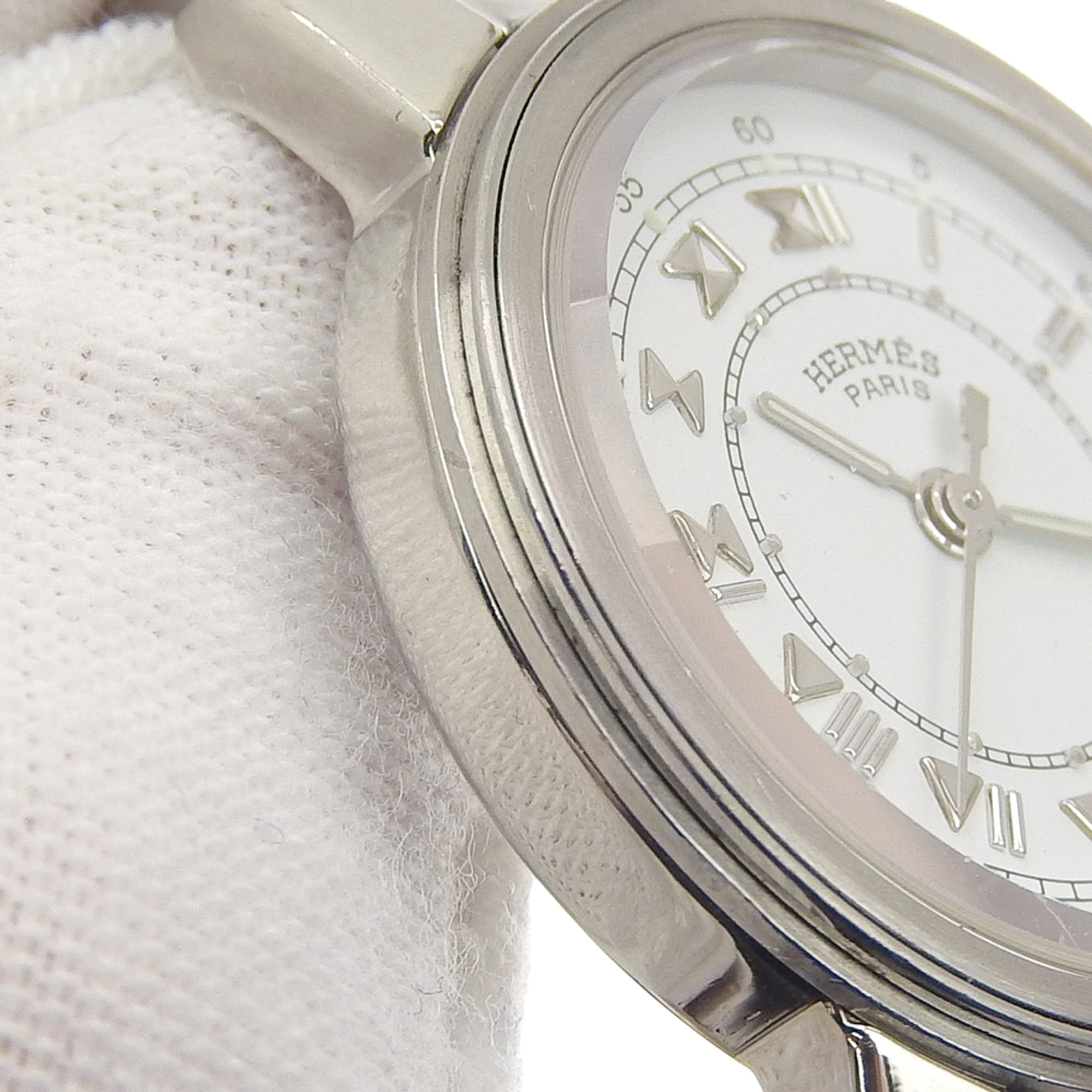 Hermès Carrick Women's Stainless Steel Quartz Watch with Analog Display and White Dial — Good