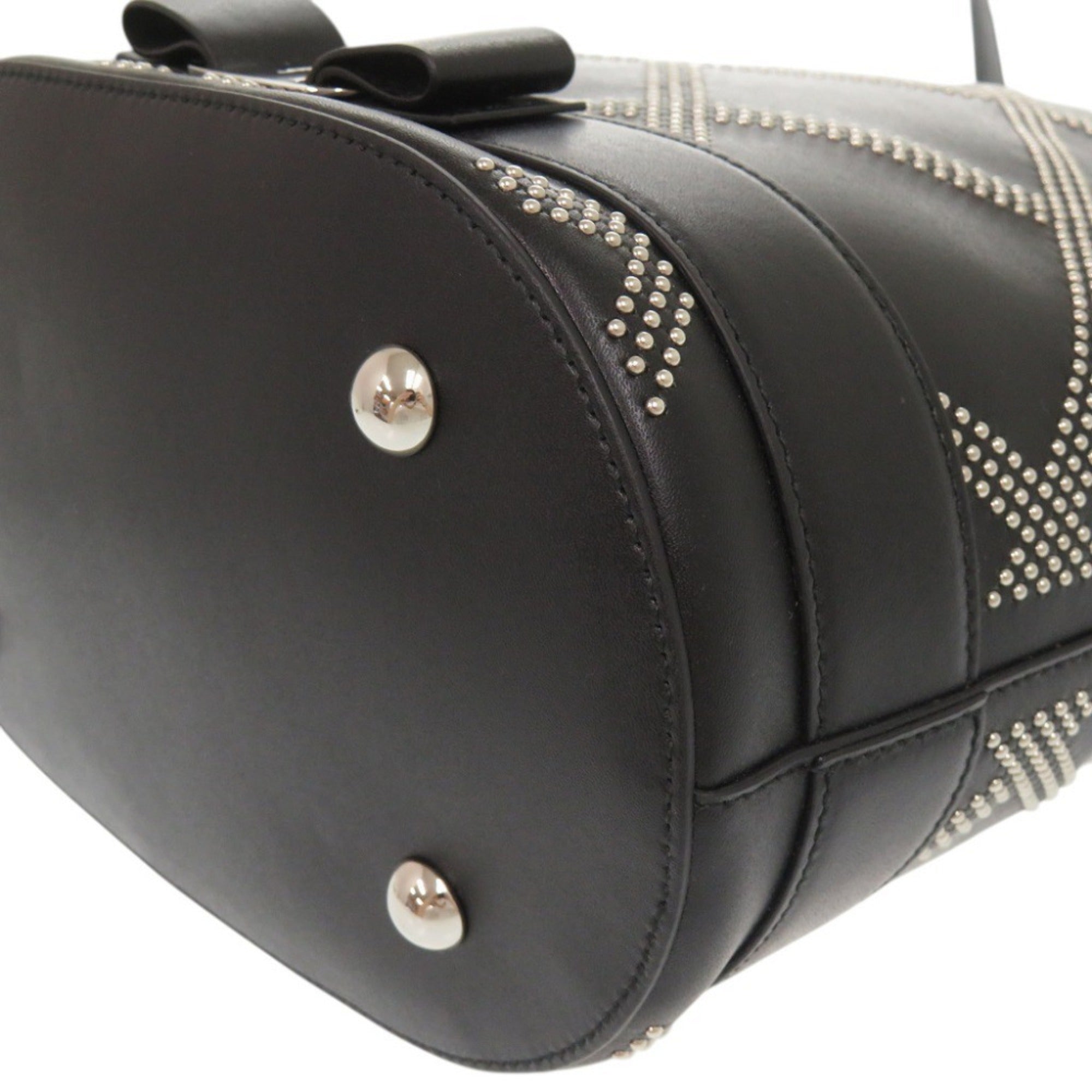 Salvatore Ferragamo Vara Ribbon Studded Bucket Bag, Leather, Black, 2-Way Handbag/Shoulder 0772Salvatore — Like New