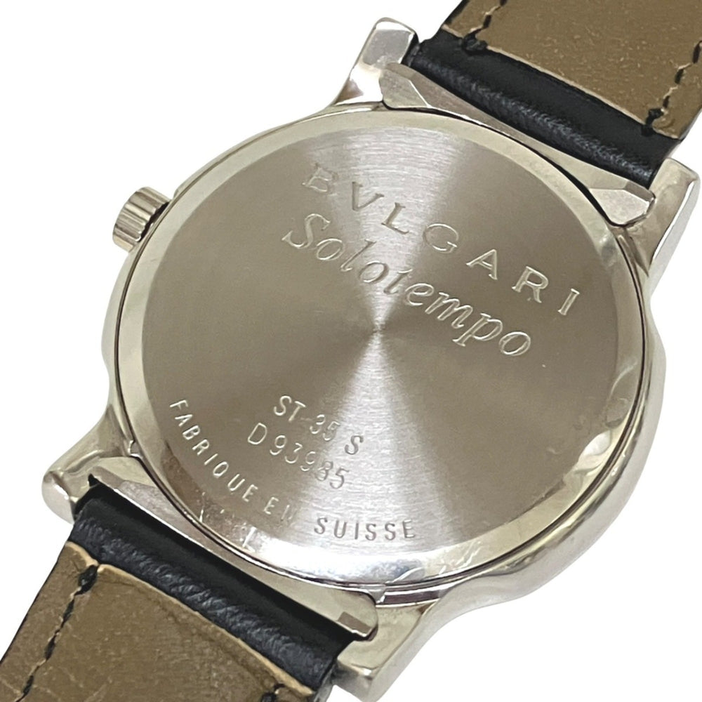 Bulgari BVLGARI Solo Tempo watch, total weight 38.1g, stainless steel, genuine leather strap, quartz movement, silver dial, ST35S — Good