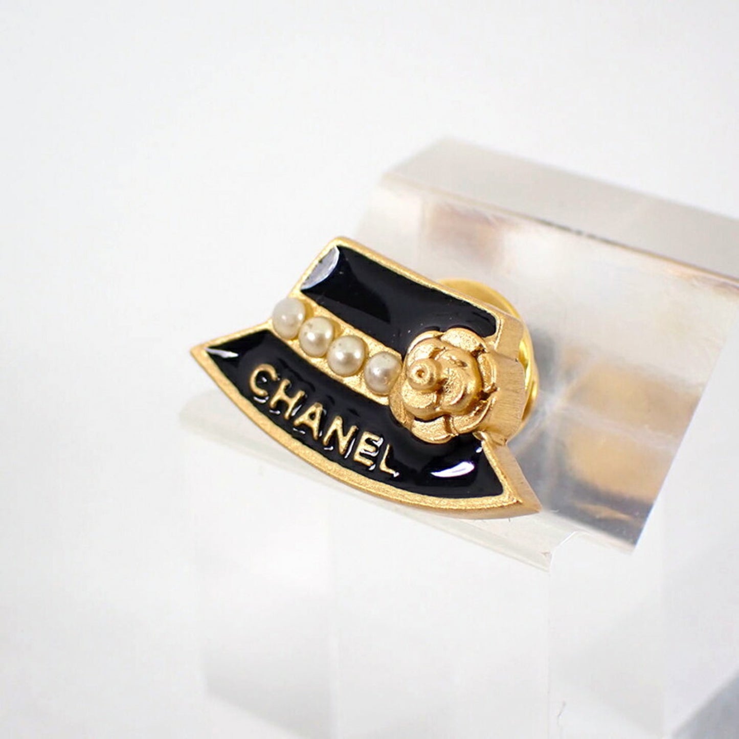 CHANEL Camellia Hat Motif Brooch j72-26