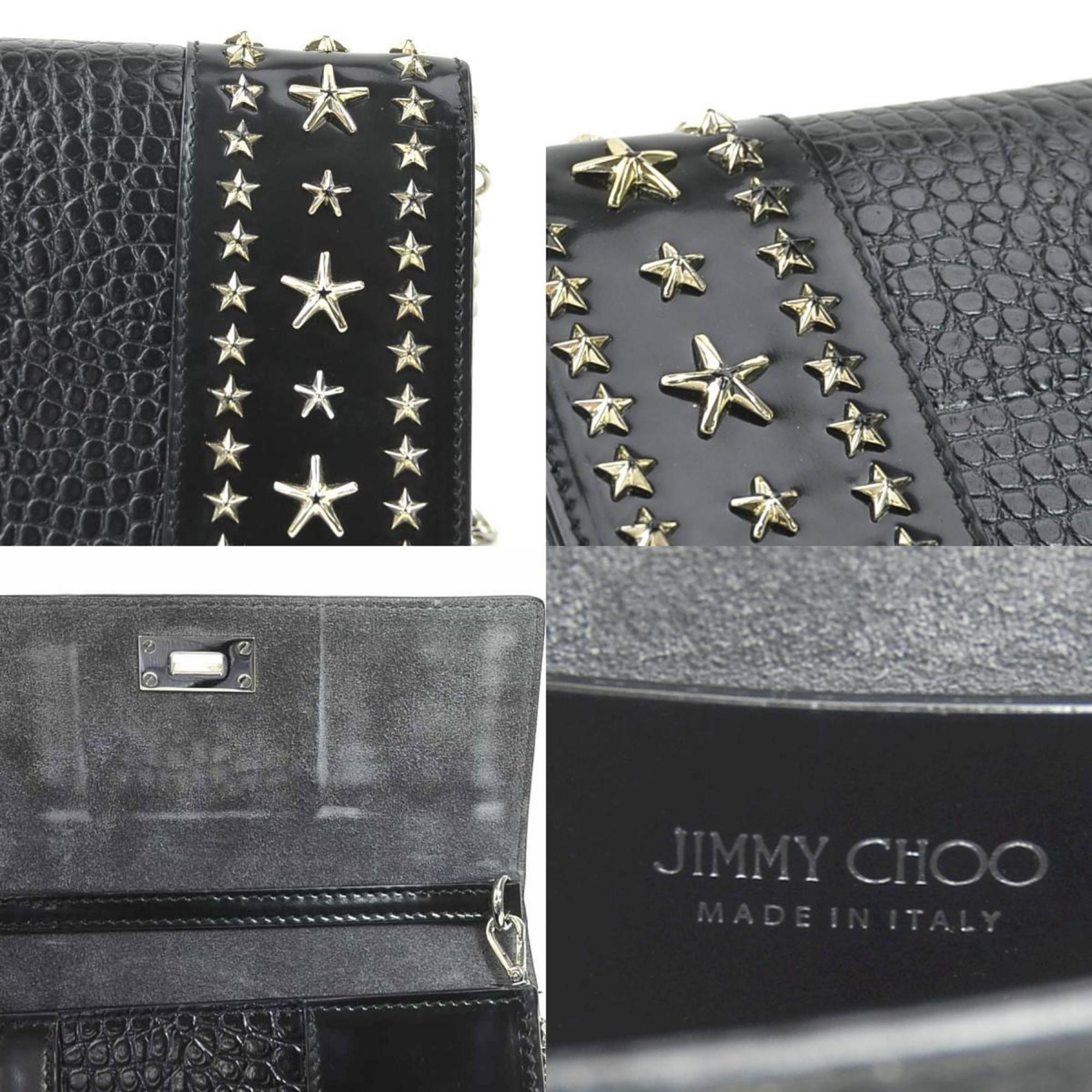 JIMMY CHOO shoulder bag in embossed leather, metal, black and silver for women r10455k