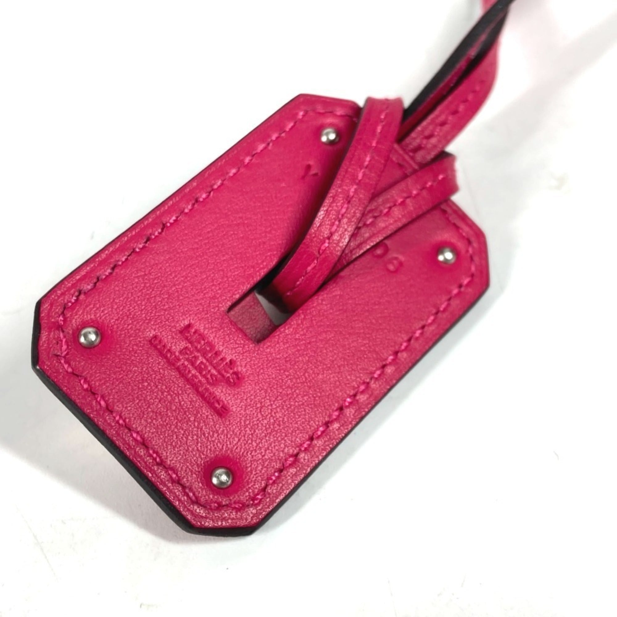 HERMES O'Kelly GM Accessories Long Necklace Swift Leather Women's Rose Mexico Pink — Like New