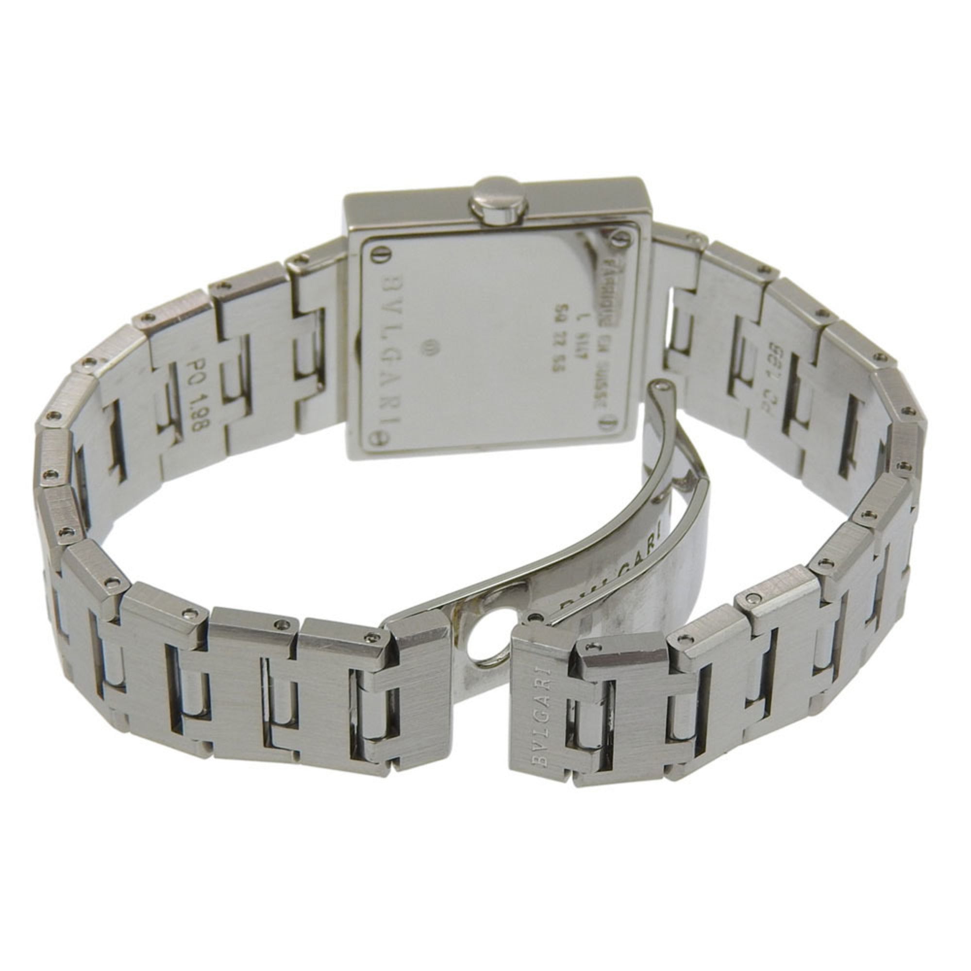 Bulgari BVLGARI Quadlard Watch SQ22SS Stainless Steel Black Quartz Analog Dial Women's — Very Good