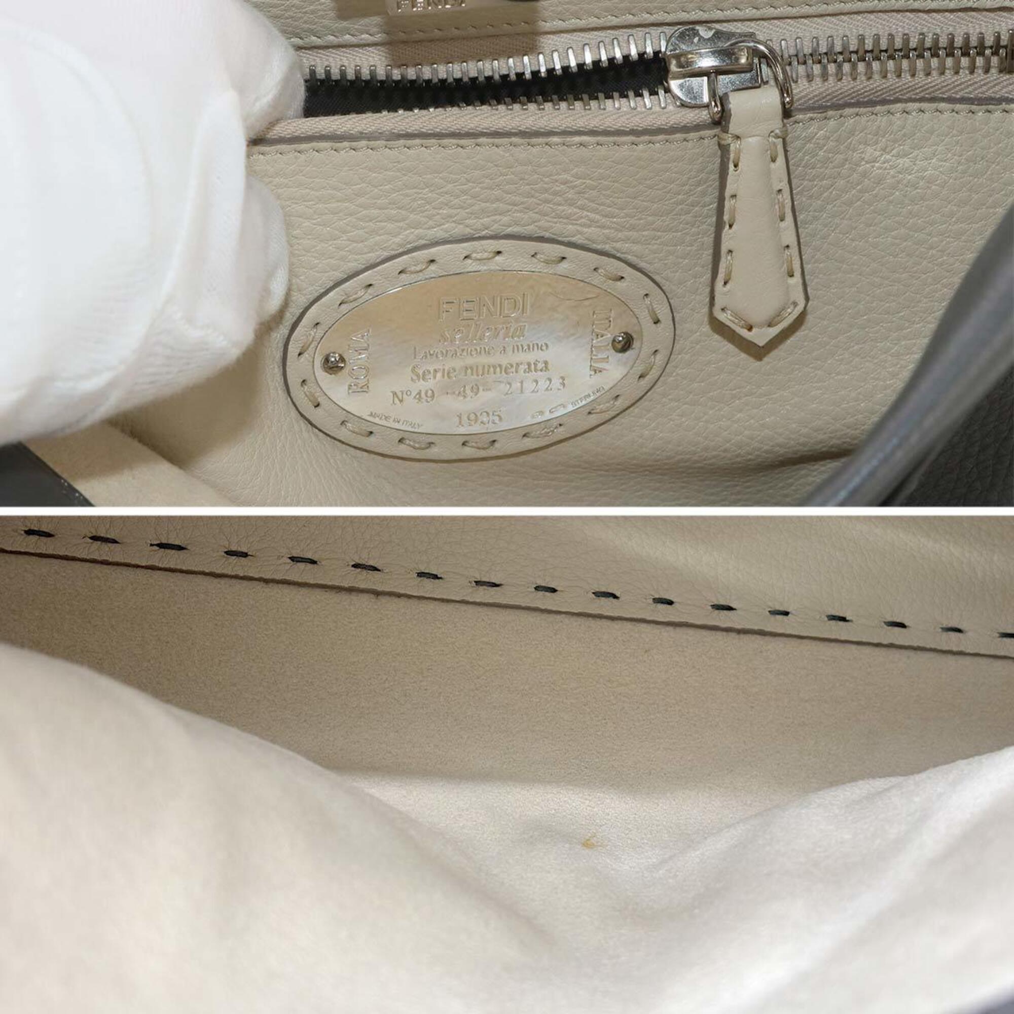 Fendi Selleria Peekaboo Regular 2-way Hand/Shoulder Handbag, Leather, Gray, 8BN290 — Like New