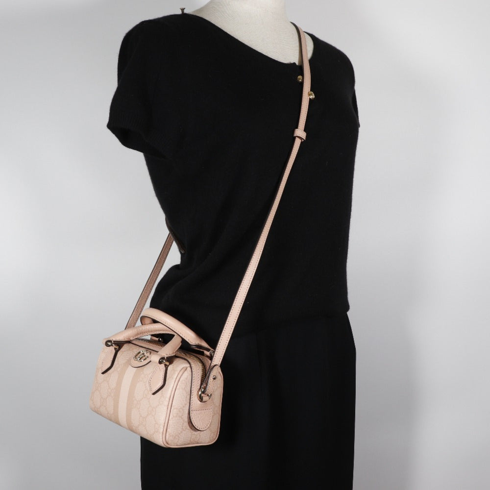 Gucci Ophidia Super Mini Handbag/Shoulder Bag (781490 FAD03 6241) in GG Supreme Canvas, Dusty Pink. Women's (S173025654) — Like New