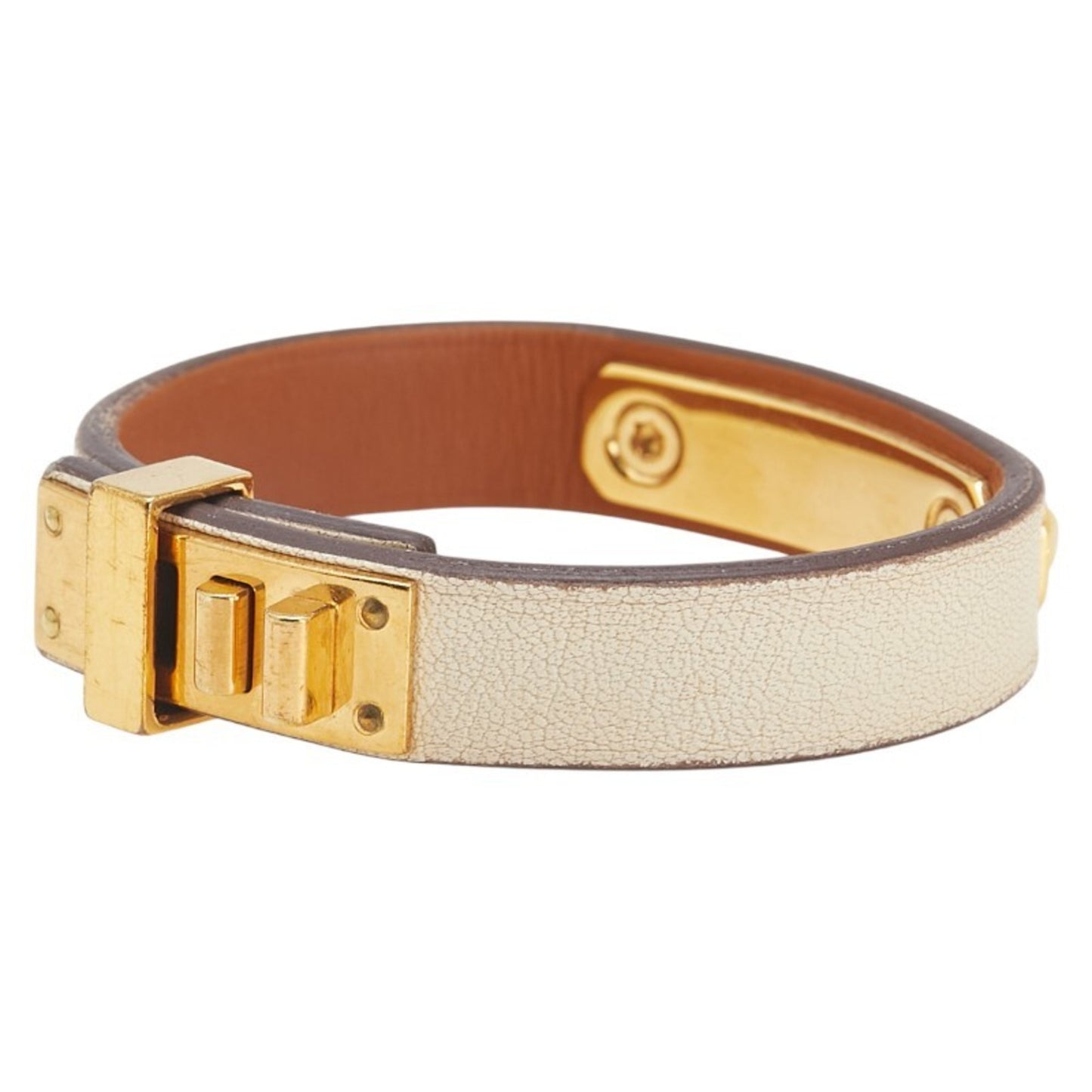 Hermes Hermès Asdecourt Bracelet in Off-White Gold with Swift Leather Plated for Women