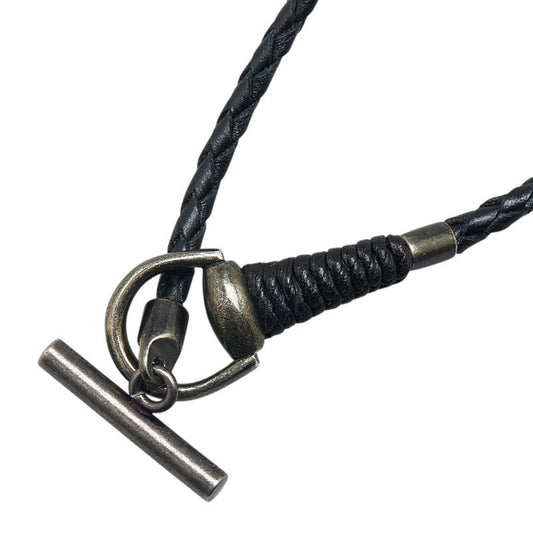 Gucci Horsebit Choker #18 Black Leather SV925 Silver Women's GUCCI