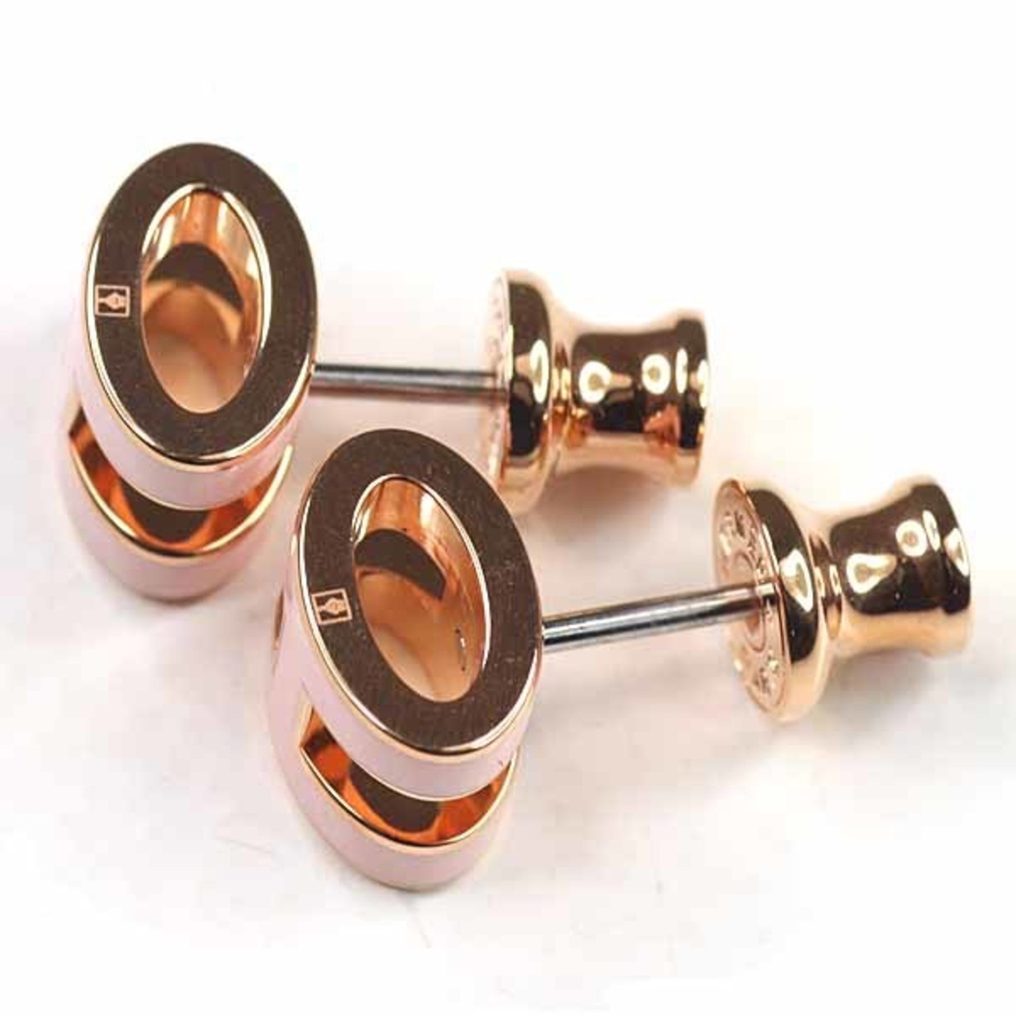 Hermes HERMES Earrings "Mini Pop H" Ash Lacquer Metal Rose Dragee Golden Unused — New - Store Return
