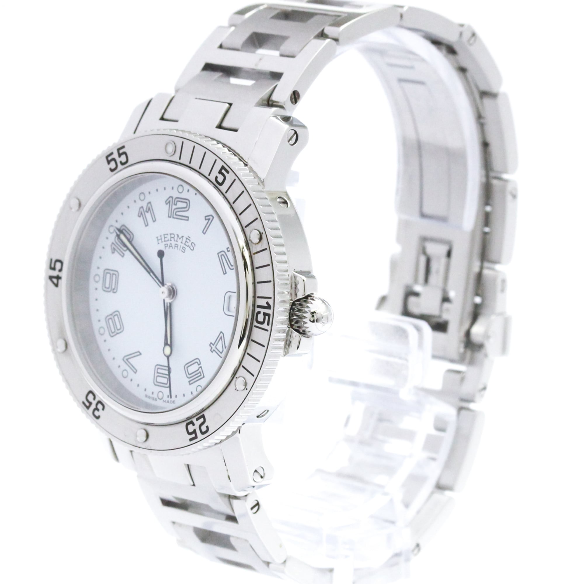 HERMES Clipper Diver Steel Quartz Mens Watch CL7.710 Polished — Very Good