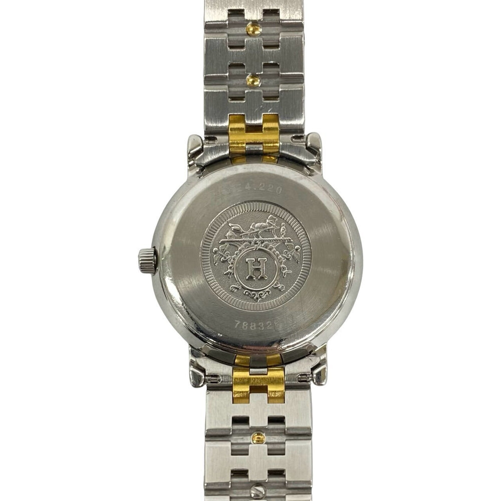 HERMES Hermes Sellier Stainless Steel GP Quartz Wristwatch Silver Gold 35317 — Good