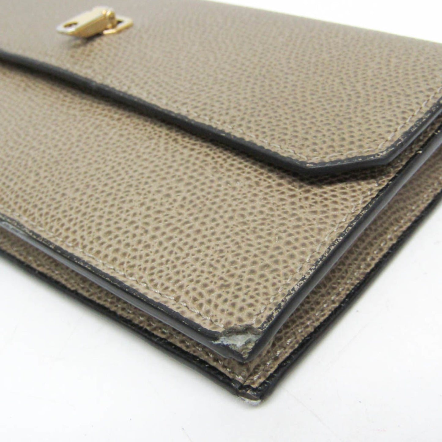 Valextra Detachable Card Case Men,Women Leather Long Wallet (bi-fold) Beige