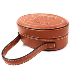 CELINE 198613 Oval Minaudière Cuir Triomphe Smooth Calfskin Leather Handbag in Tan and Brown, Includes Dust Bag, Made Italy — Like New