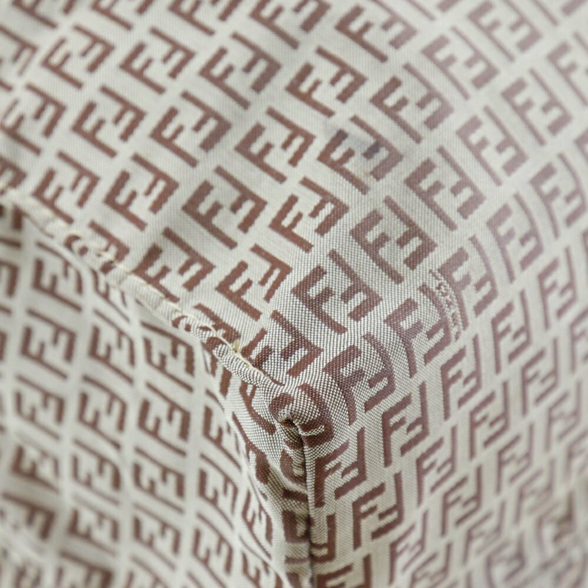 Fendi Micro Zucchini Tote Bag Nylon x Calf Brown Women's