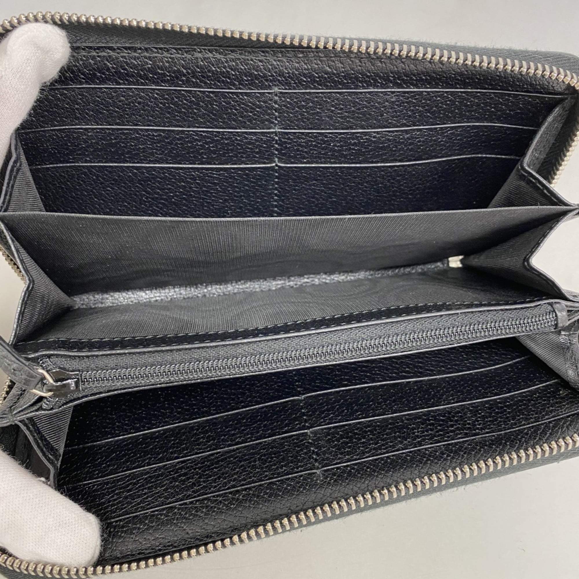 Gucci Long Wallet 408831 Canvas Black Men's