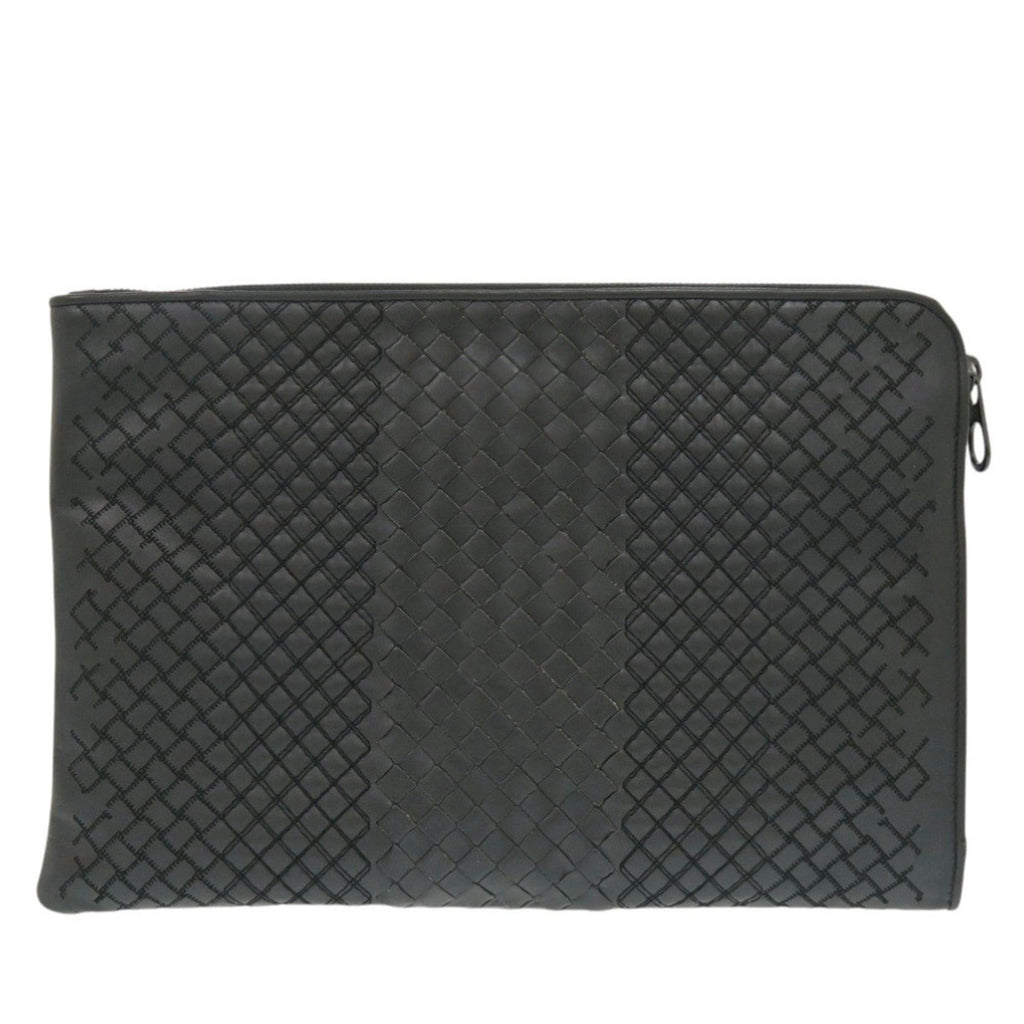 Excellent condition Bottega Veneta Intrecciato leather grey clutch bag 0782