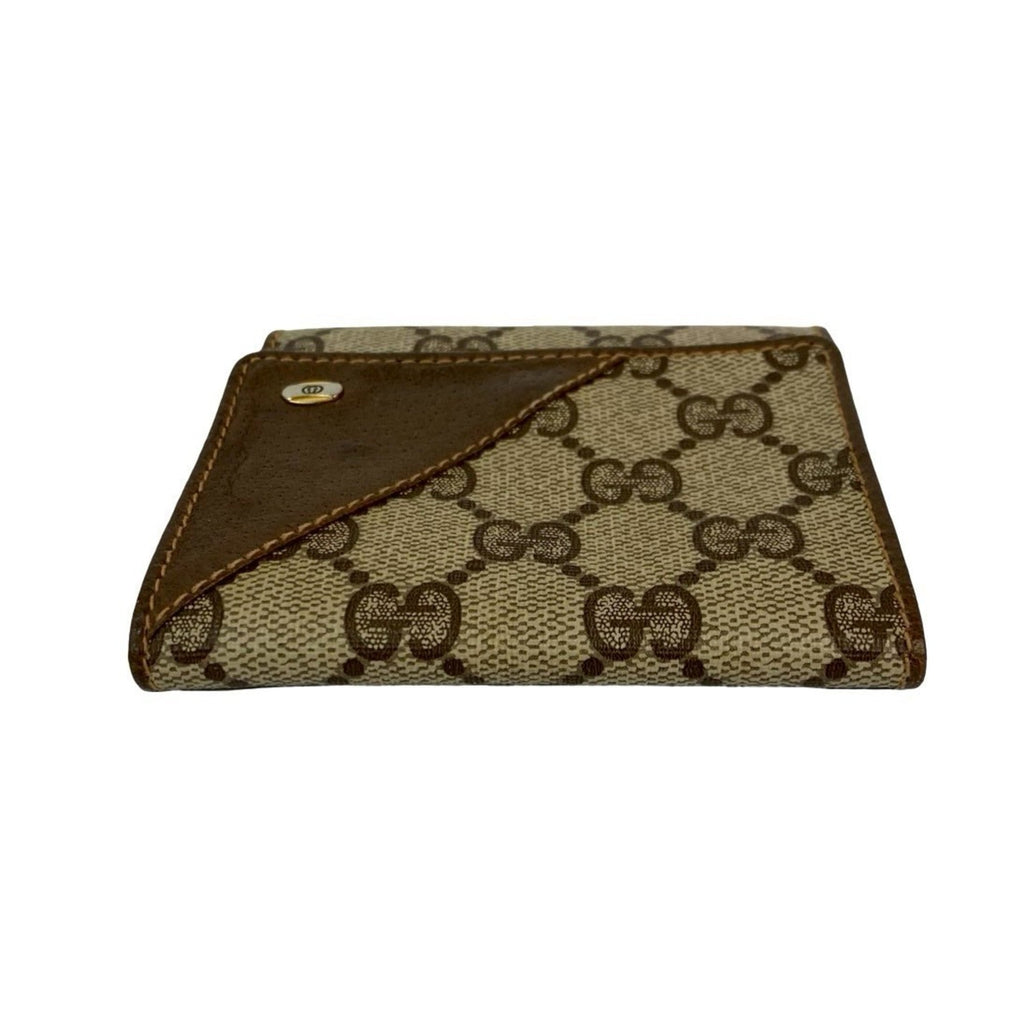 GUCCI Old Gucci GG Logo Leather Tri-fold Wallet Brown 22043